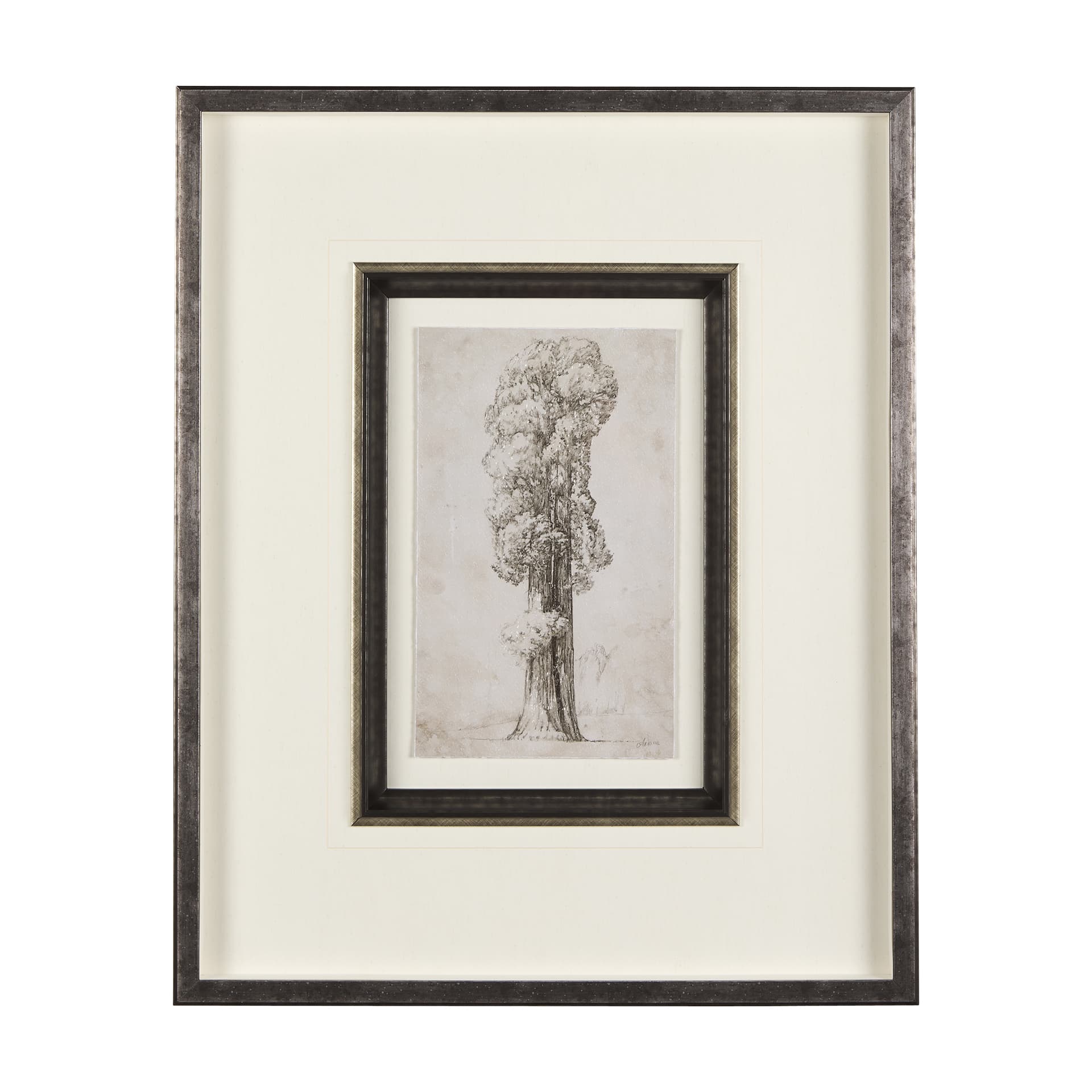 Westcoast Tree Drawing I by Mercana Studio Hand Embellished Framed Art Print Matted under Glass — product photograph