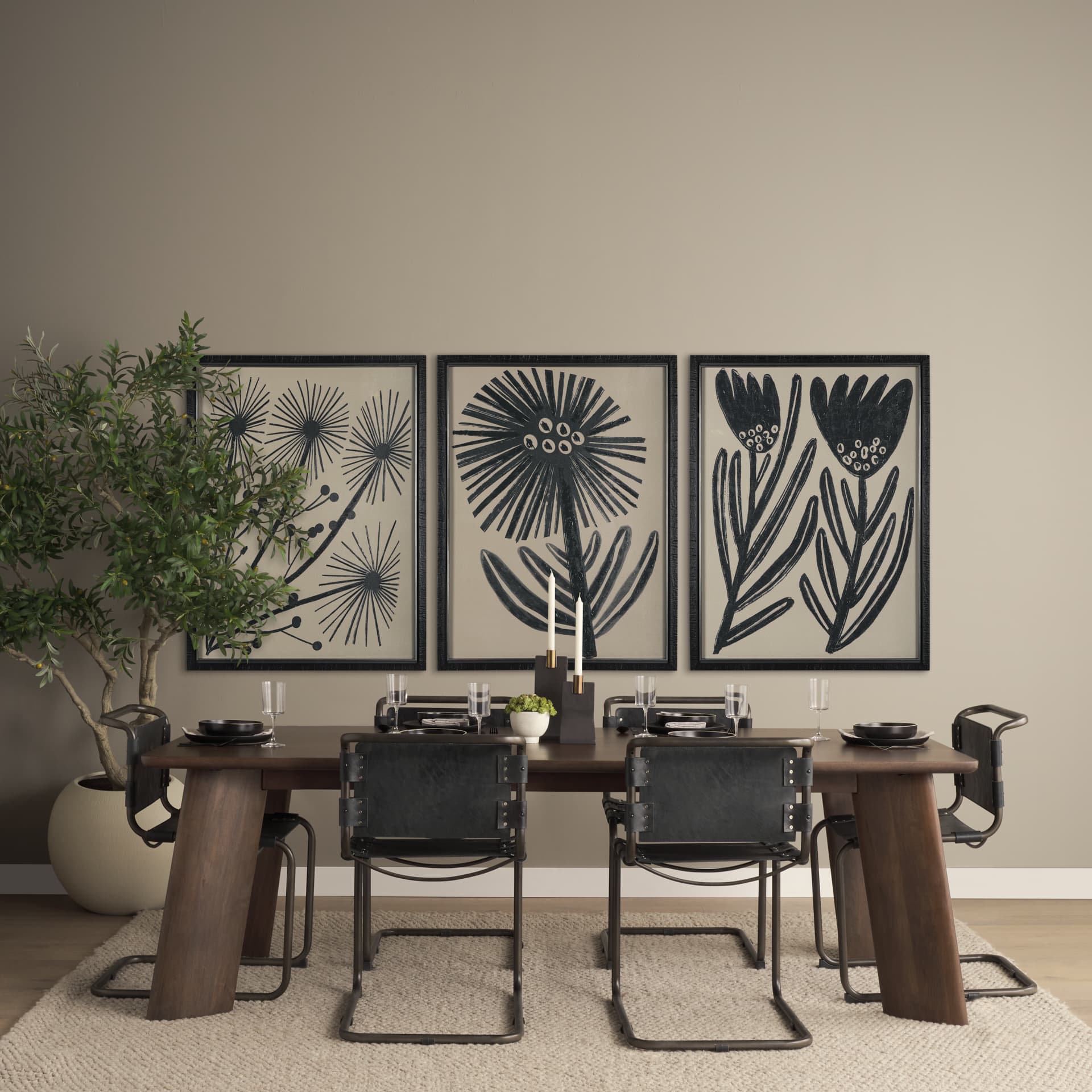 Simple Floral - Grow by Mercana Studio Hand Embellished Textured Framed Art Photo Matted under Glass — in a styled room