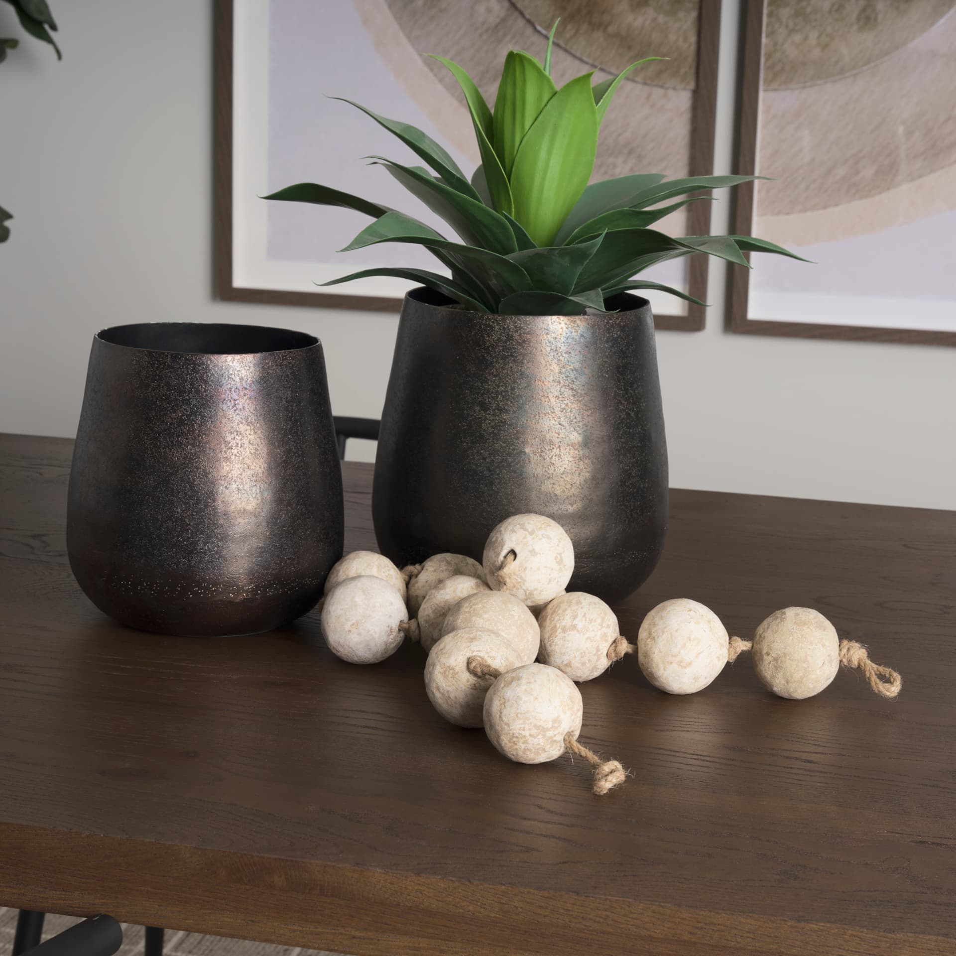 Quade Large Textured Gold Metal Planter — product photograph
