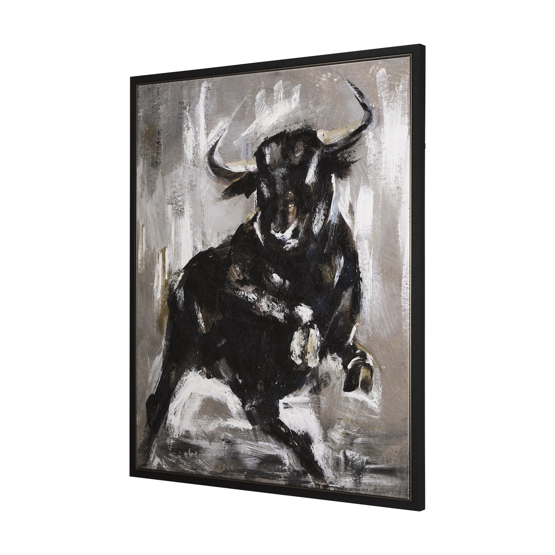 Bull by Mercana Studio a Hand Embellished Textured Framed Canvas — product photograph