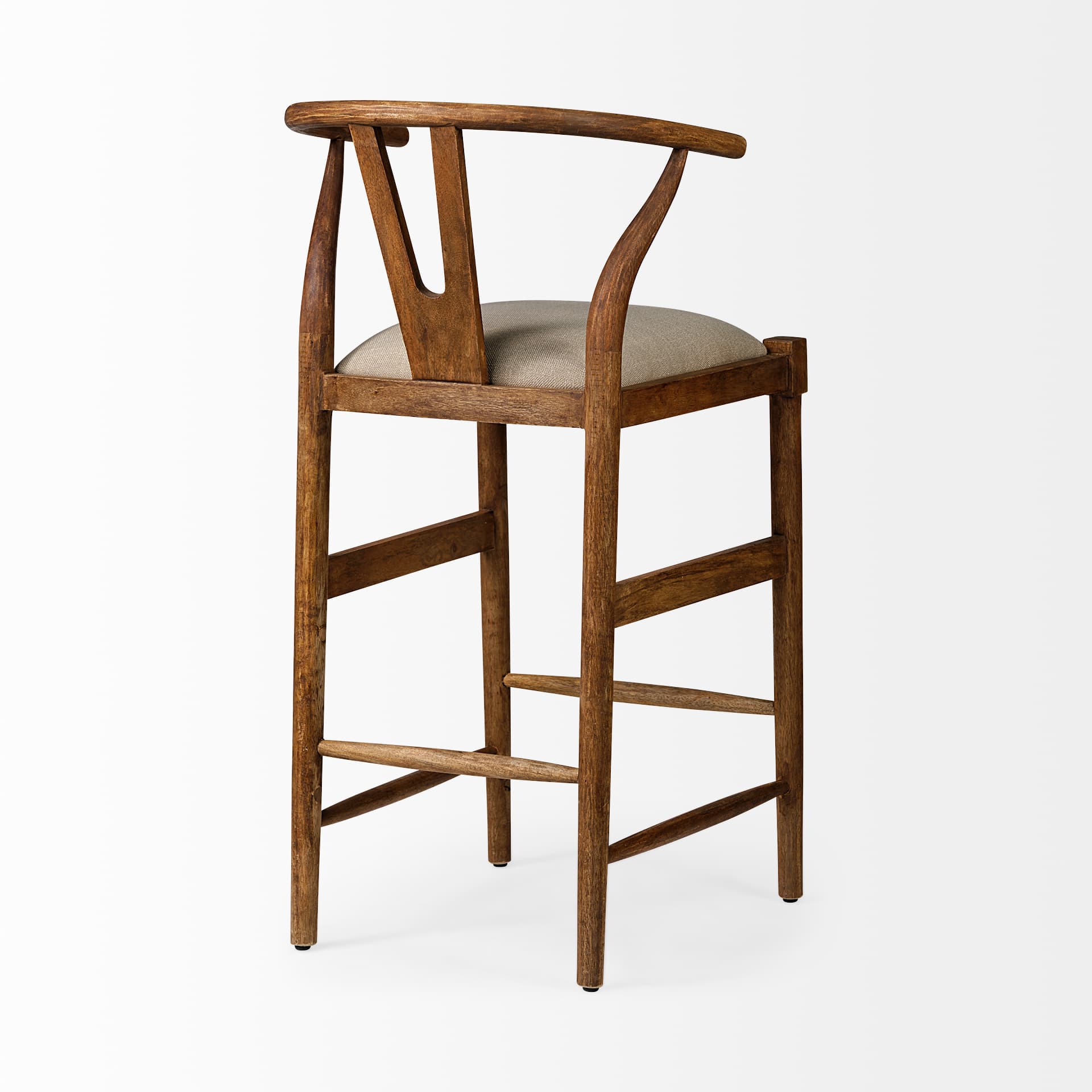 Trixie Low Back 30.25in Seat Bar Stool | Cream Fabric w/ Brown Wood — product photograph