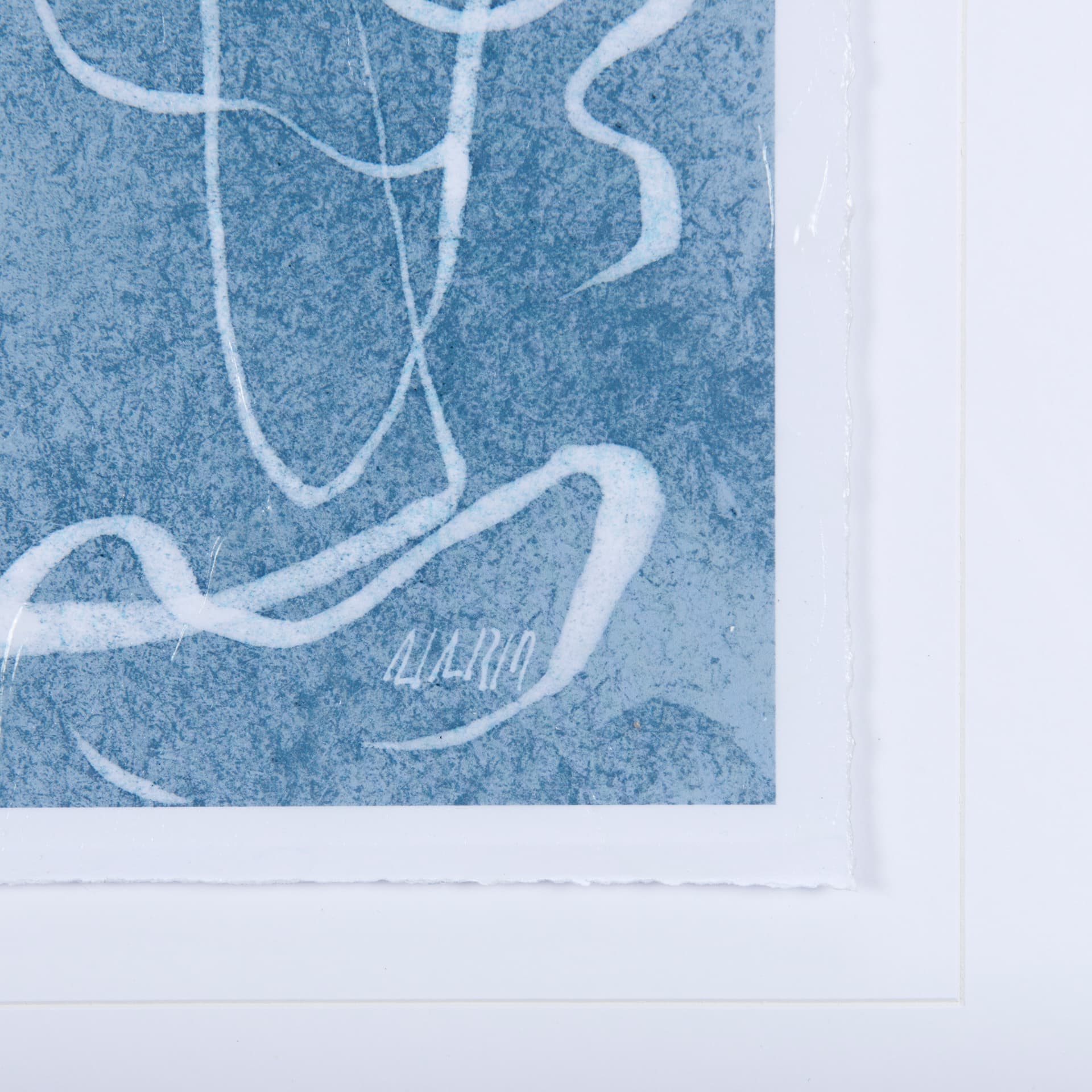 Thread Blue III by Mercana Studio a Hand Embellished Textured Framed Art Print Matted under Glass — product photograph