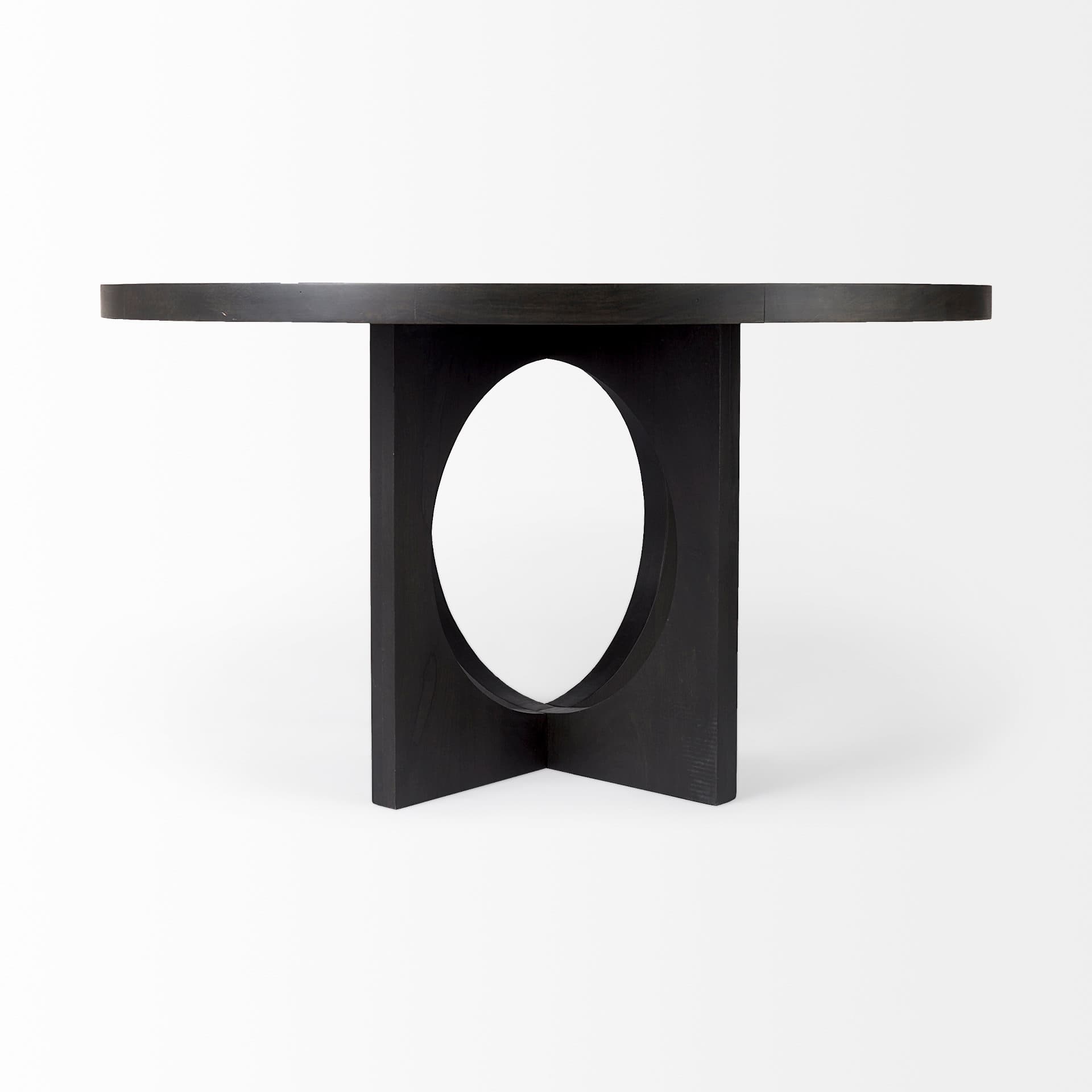 Liesl 54" Round Pedestal Dining Table | Modern | Black Wood | Seats 6 — product photograph