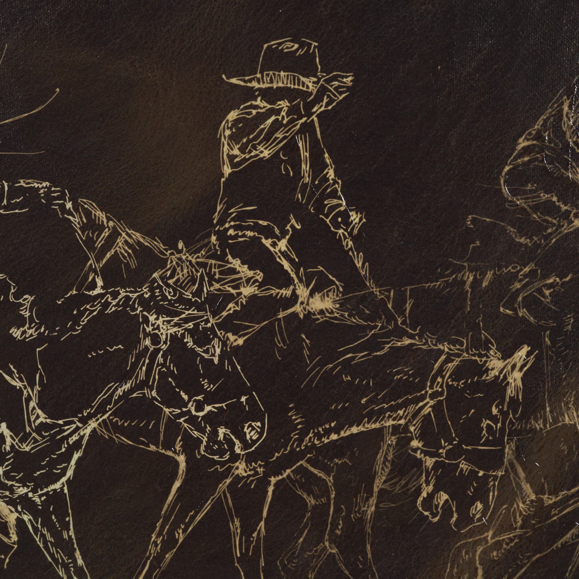 Ride 'Em Cowboy by Mercana Studio a Hand Embellished Textured Framed Canvas — product photograph