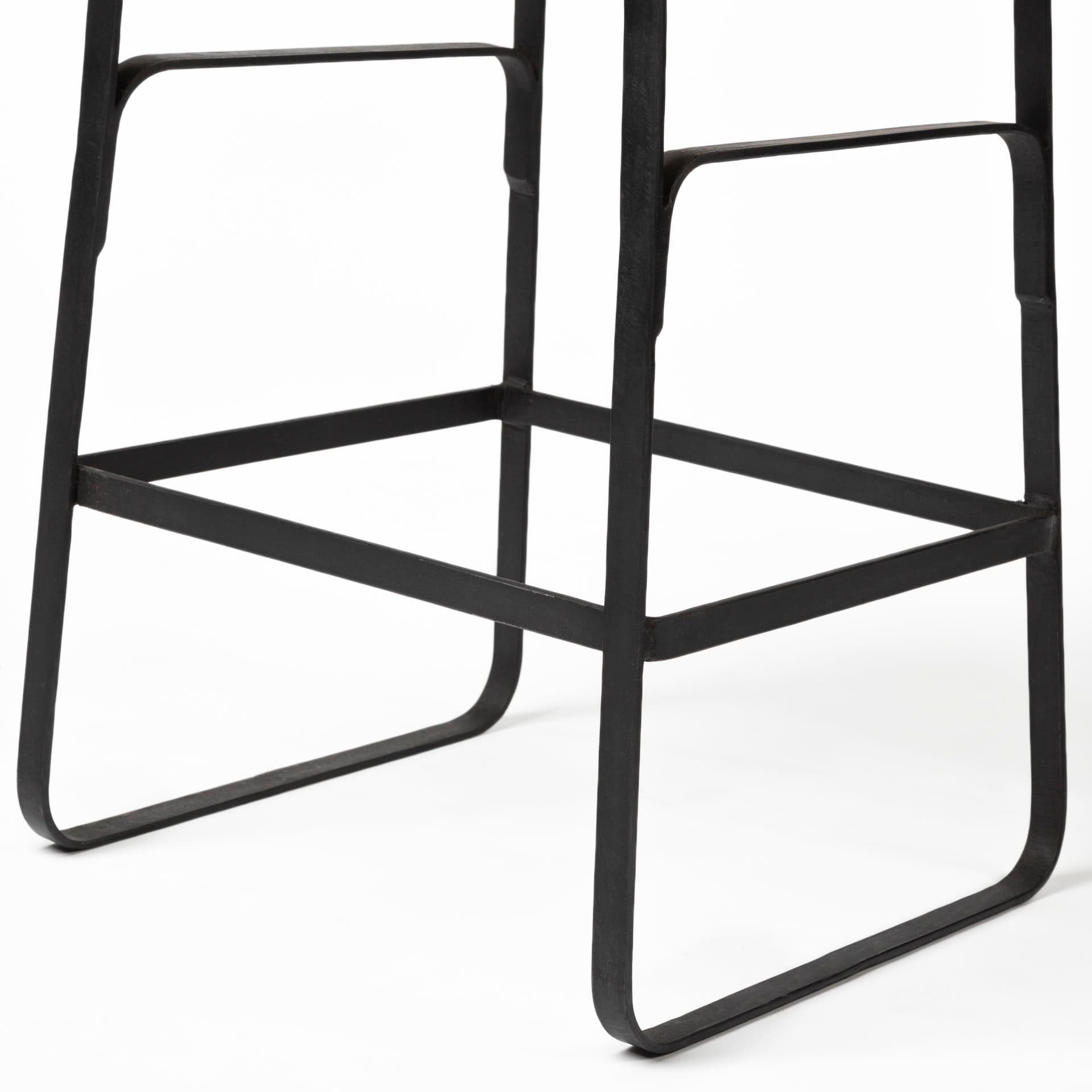Conan Low Back 25in Seat Counter Stool | Brown Wood w/ Black Metal — product photograph