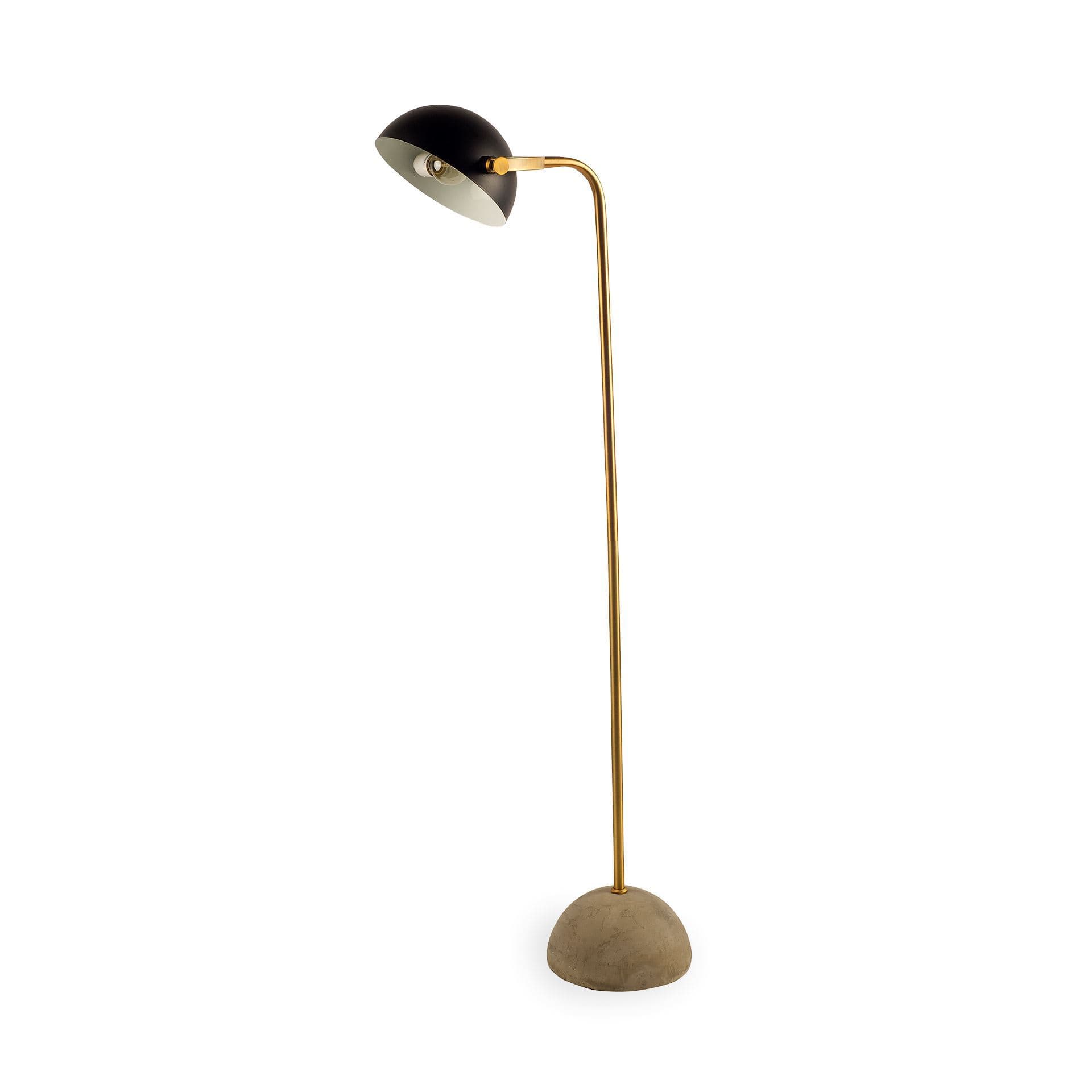 Denmark (55.1"H) Black/Gold Concrete Base Metal Shade Floor Lamp — product photograph