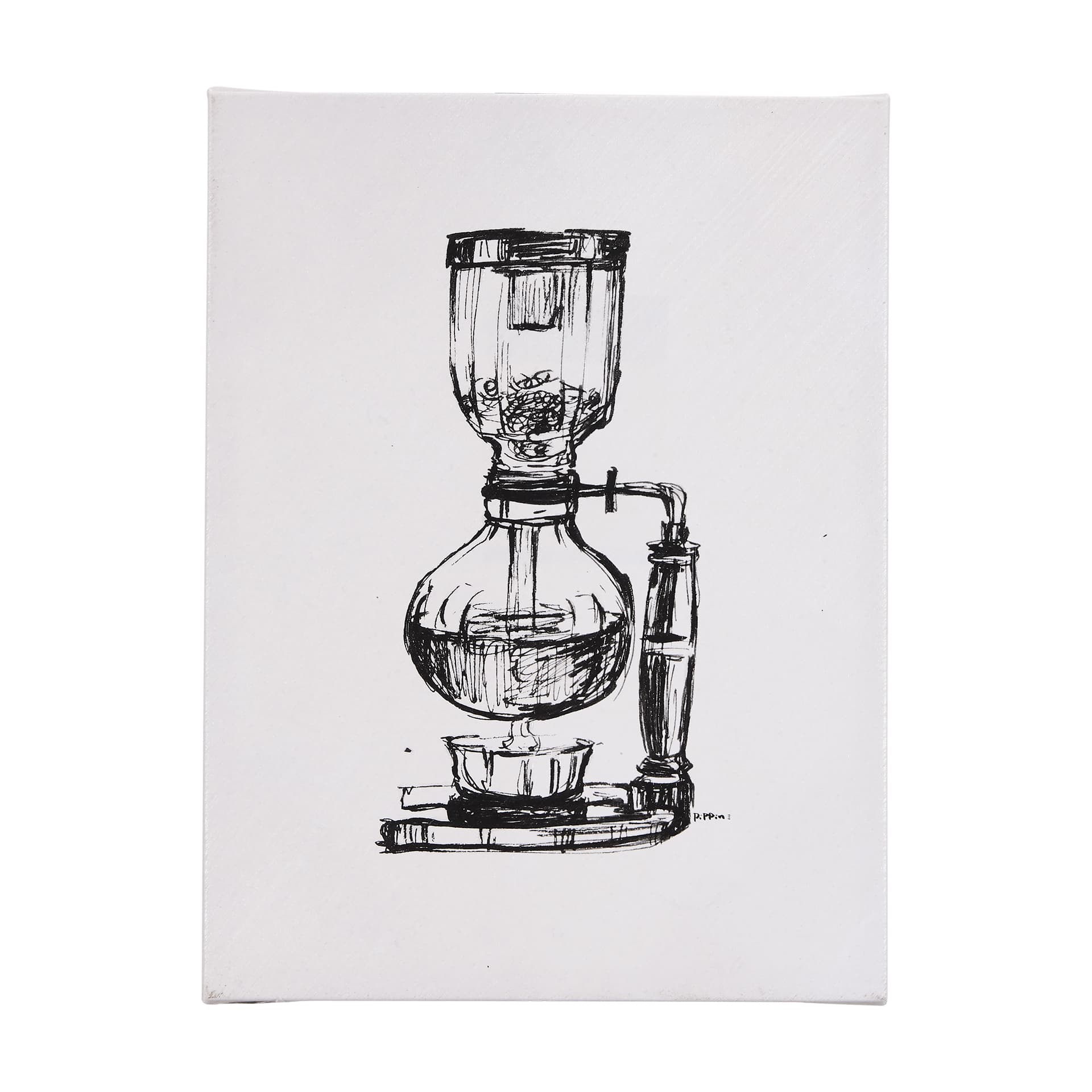 Siphon Coffee Maker by Mercana Studio a Hand Embellished Textured Canvas — product photograph
