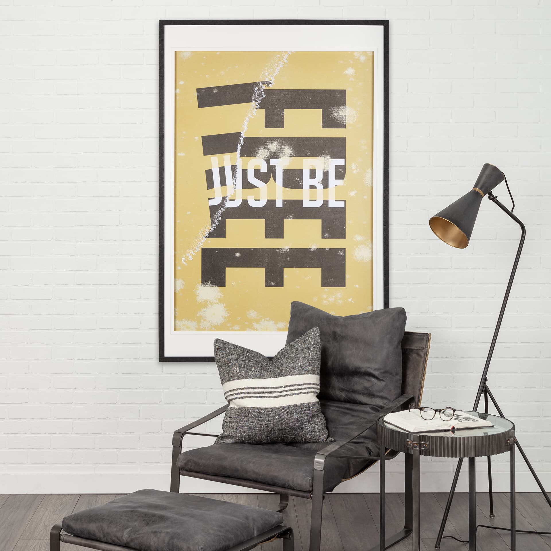 Just Be Free by Mercana Studio a Framed Art Print Matted under Glass — in a styled room