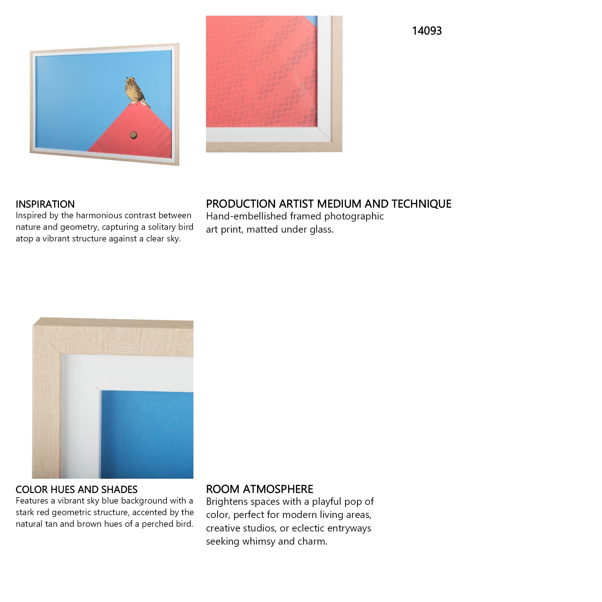 Morning Song by Mercana Studio a Hand Embellished Textured Framed Photo Art Print Matted under Glass — in a styled room