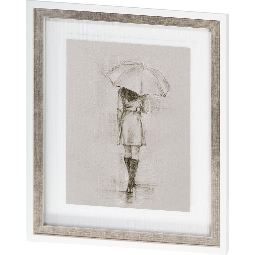 Rainy Day Rendezvous by Mercana Studio Hand Embelished Textured Framed Art Print Matted under Glass — product photograph