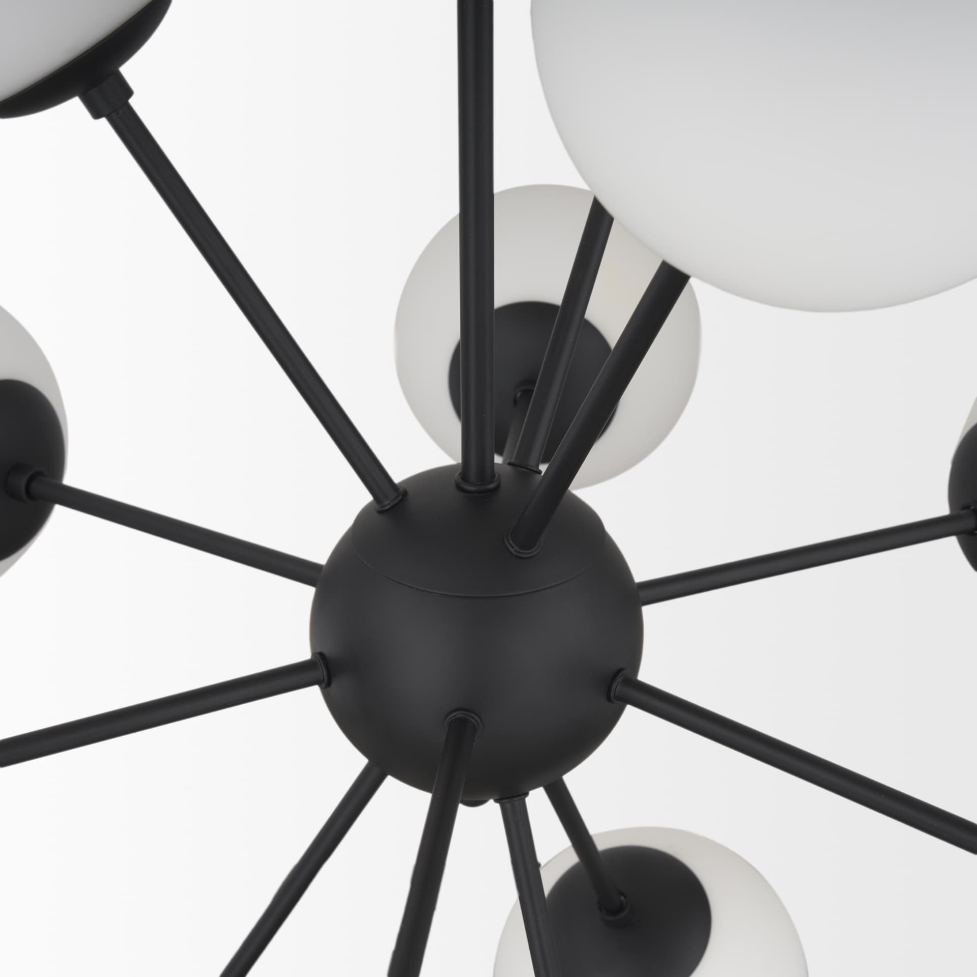 Barbara Matte Black Metal w/ Frosted Glass Globes 11-Light Chandelier — product photograph