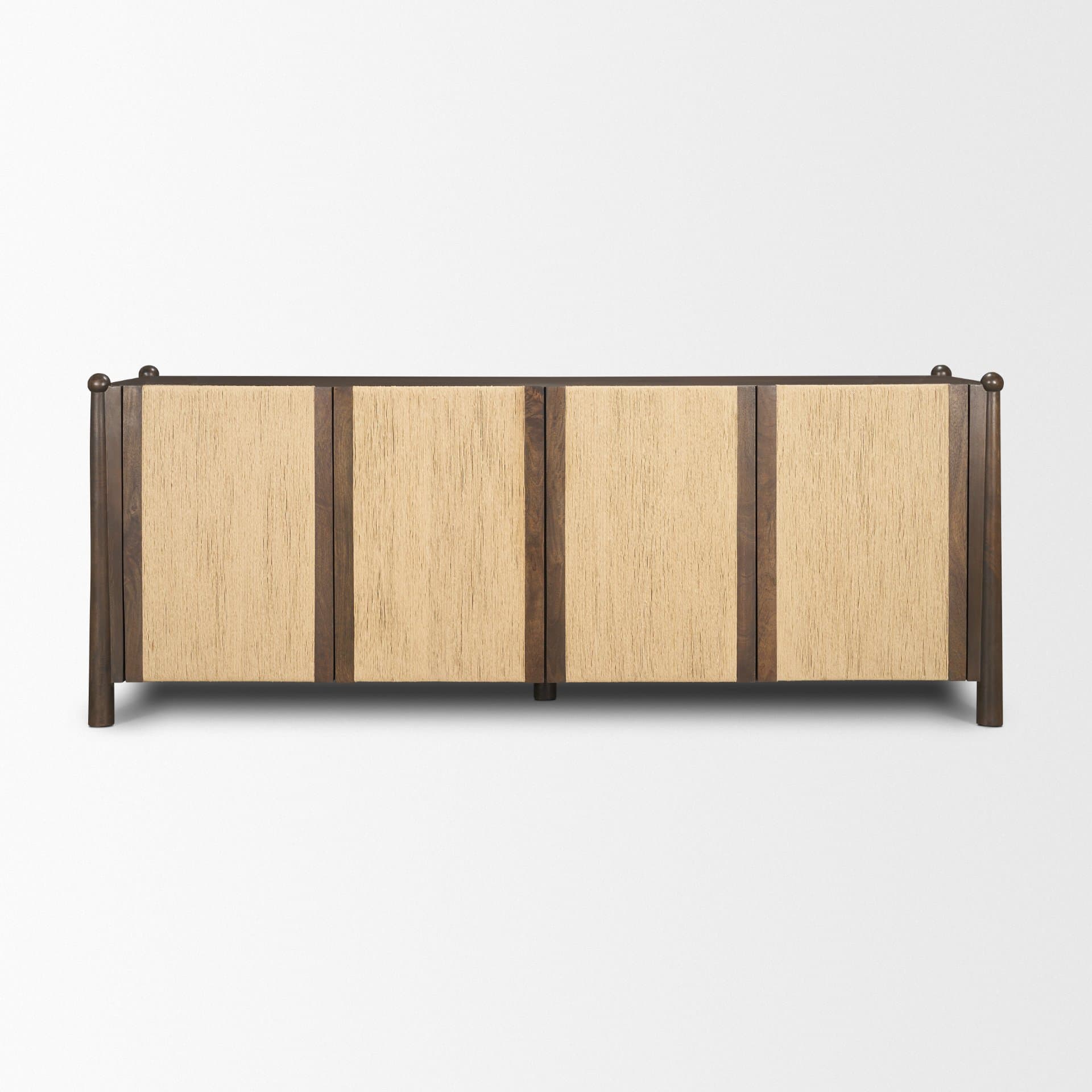 Bondi 85" Dark Brown Wood w/ Paper Rope 4 Door Closed Sideboard — product photograph