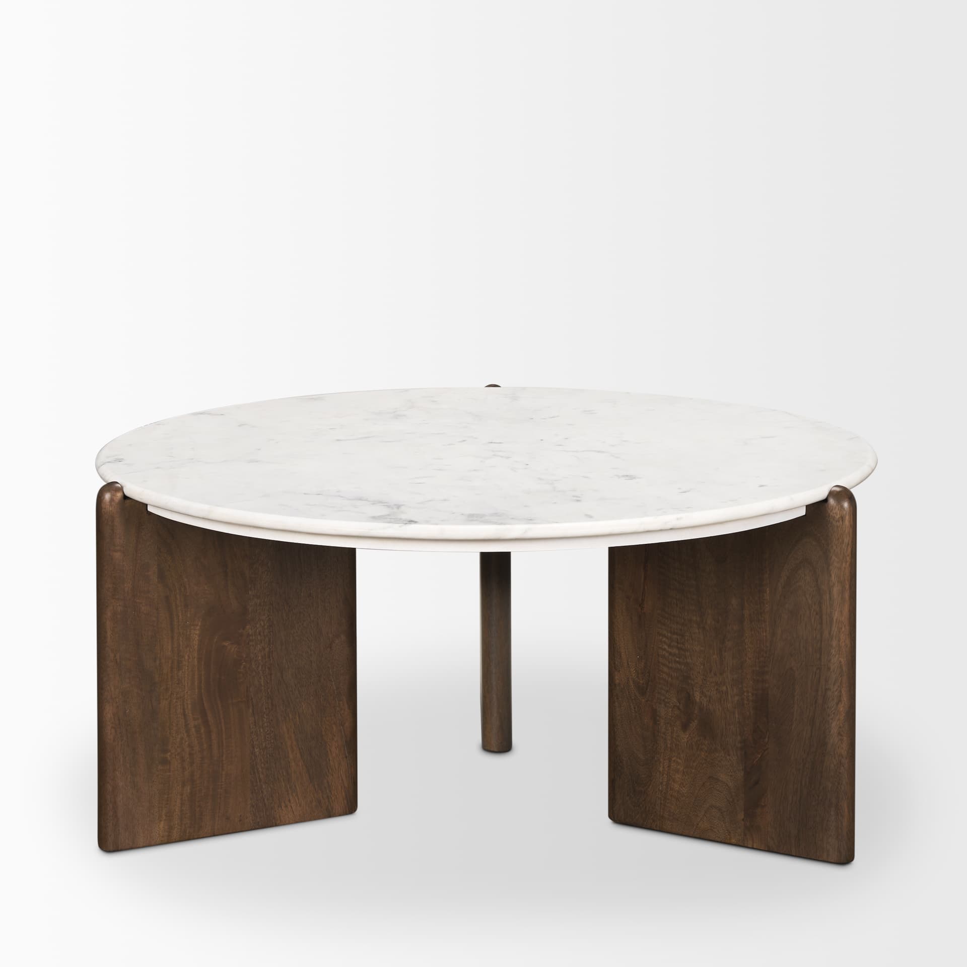 Rumer Dark Brown Wood w/ White Marble Coffee Table — product photograph