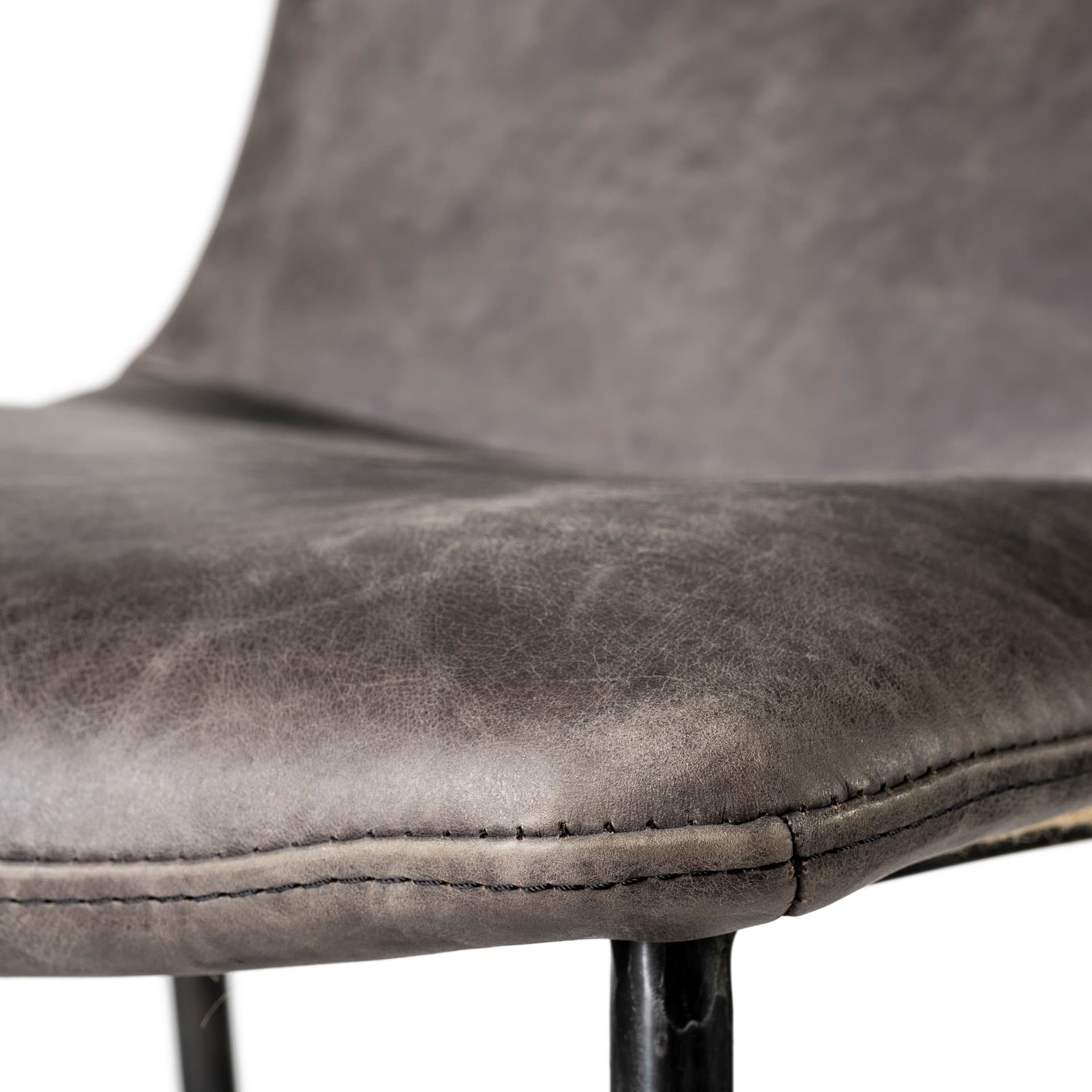 Kavalan Low Back 33.5in Seat Counter Stool | Ebony Leather w/ Metal — product photograph