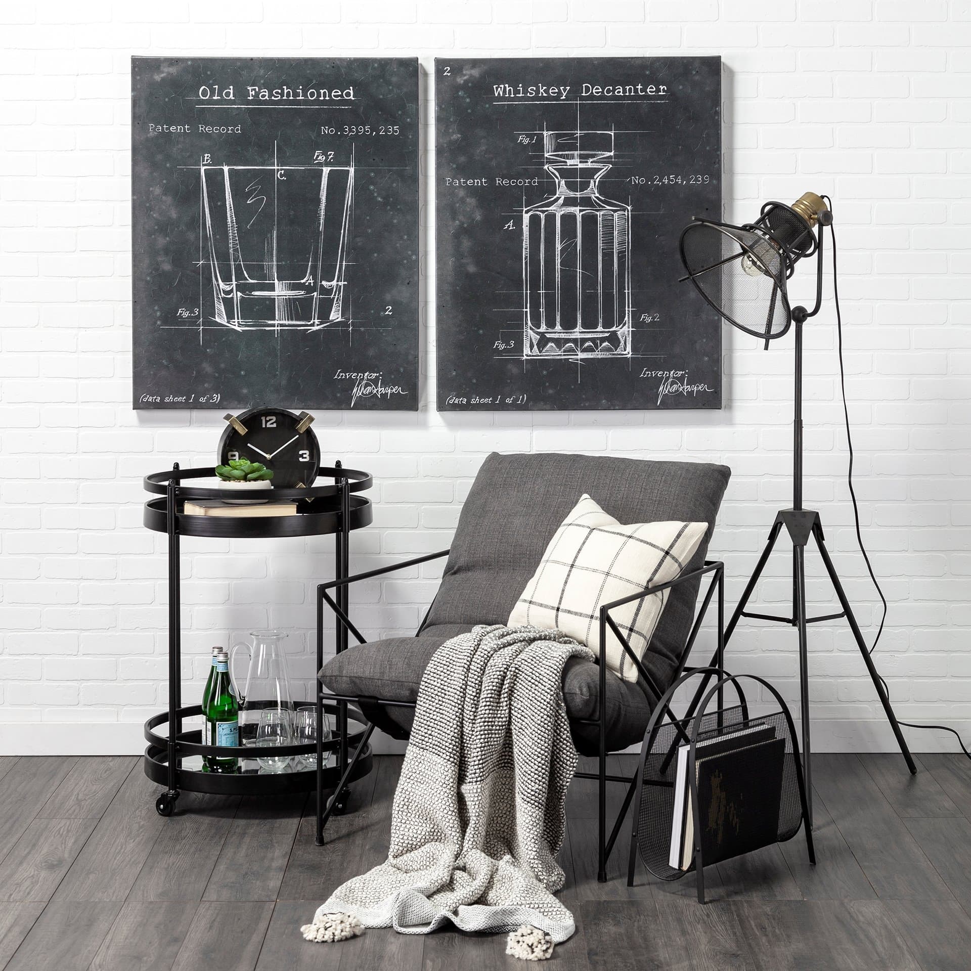 Agar Black Metal Round Table Clock — in a styled room