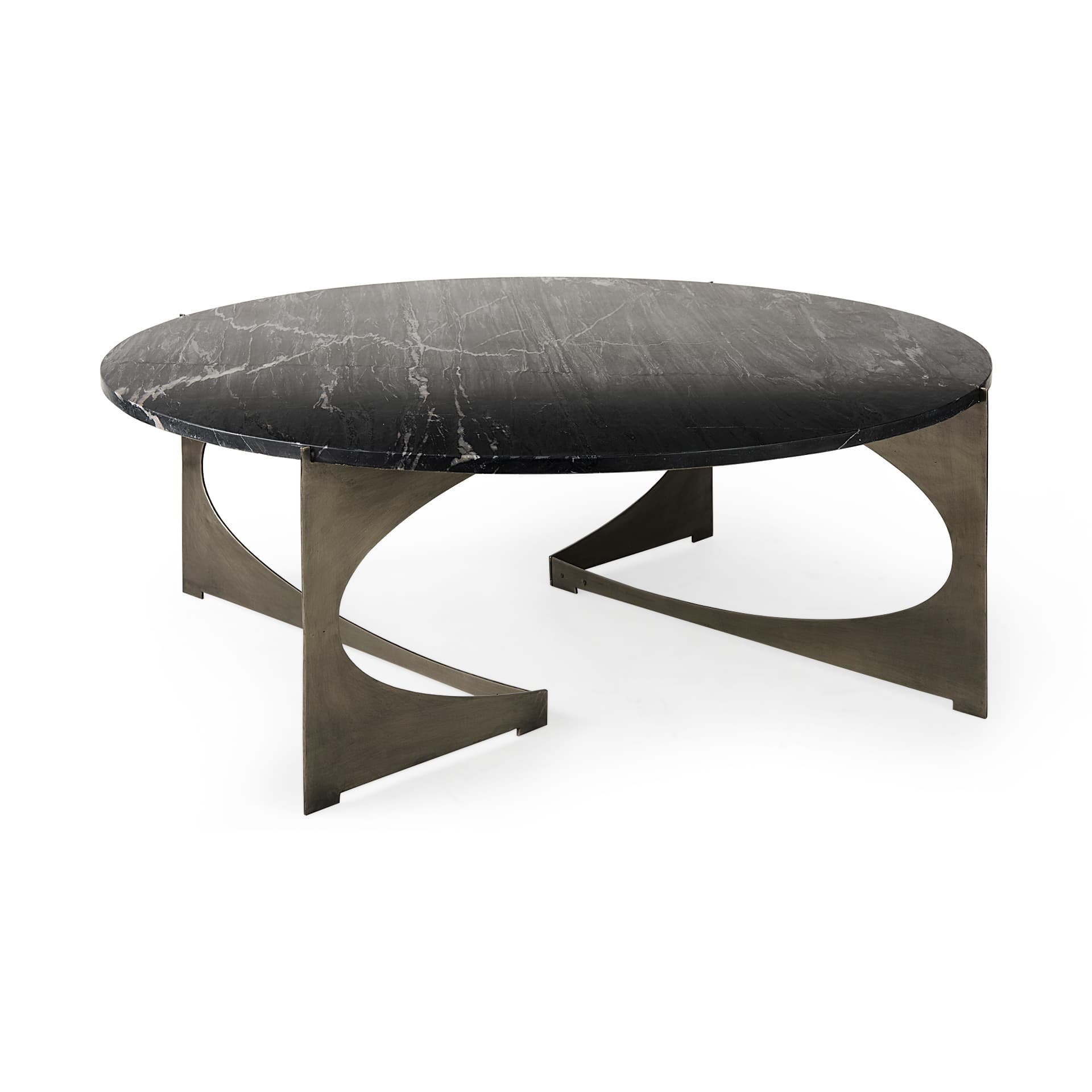 Reinhold III Black Marble Top Iron Coffee Table — product photograph