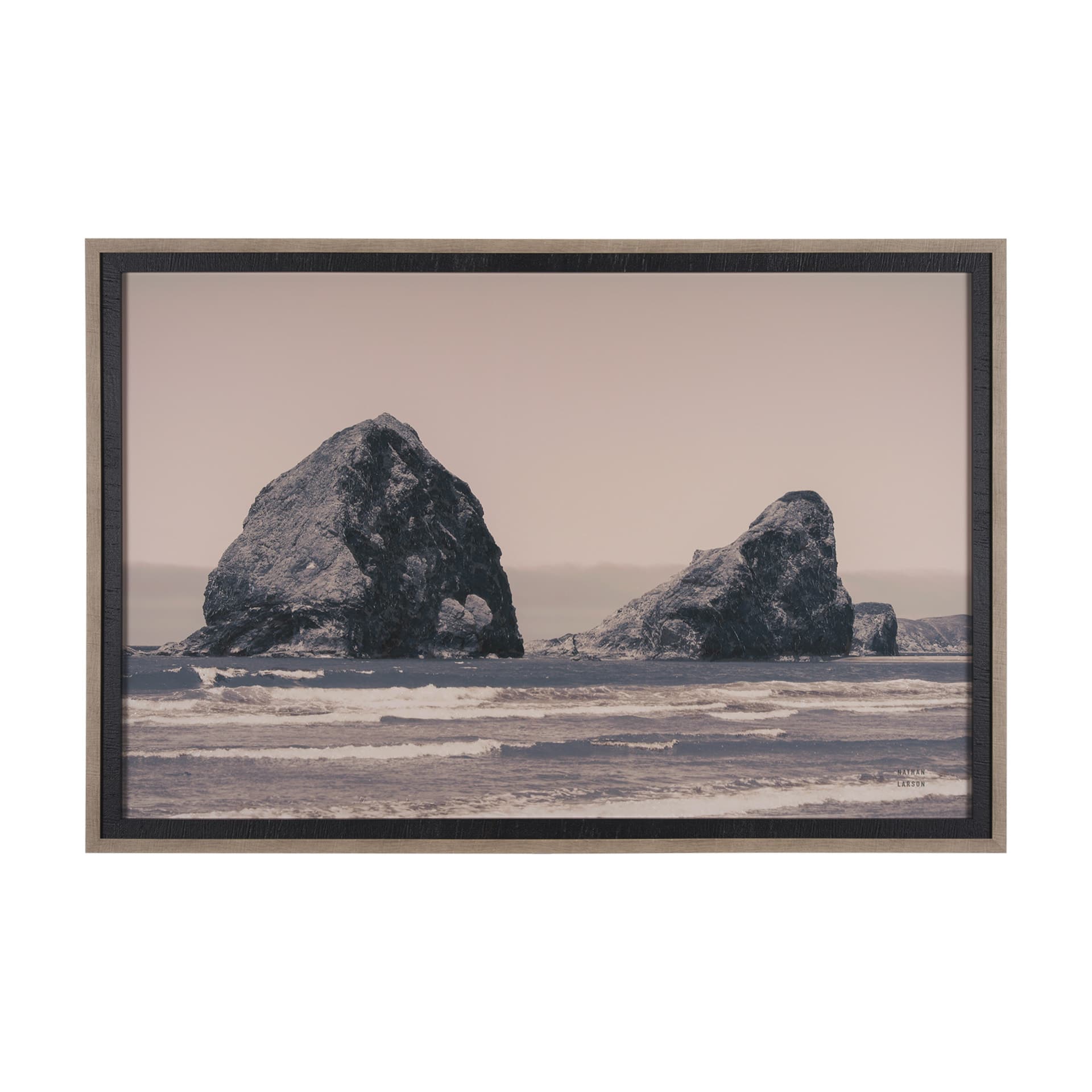 Rocky Shores by Nathan Larson a Hand Embellished Framed Photo Art Print Matted under Glass — product photograph