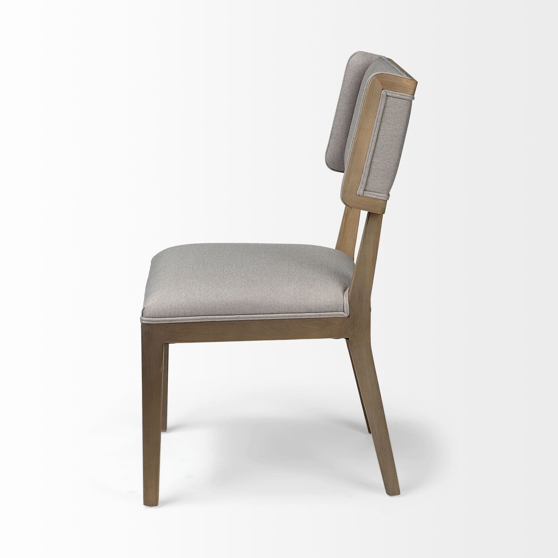 Tenton Open Back Dining Side Chair | Grey Fabric w/ Brown Wooden — product photograph