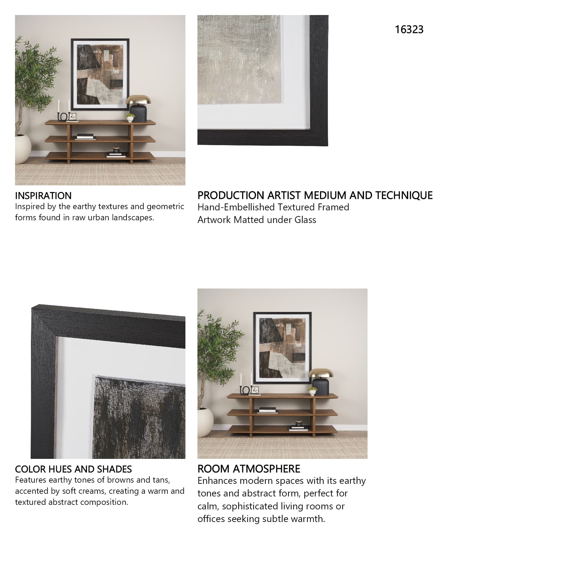 Fault Geometry II by Mercana Studio Hand-Embellished Textured Framed Artwork Matted under Glass — product photograph