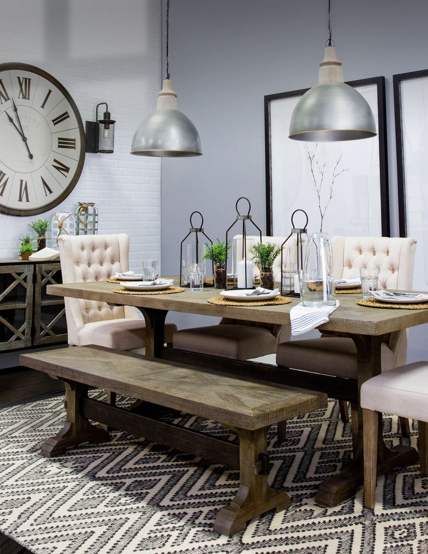 Kingston I Large Rustic Metal Framed Table Candle Holder — in a styled room