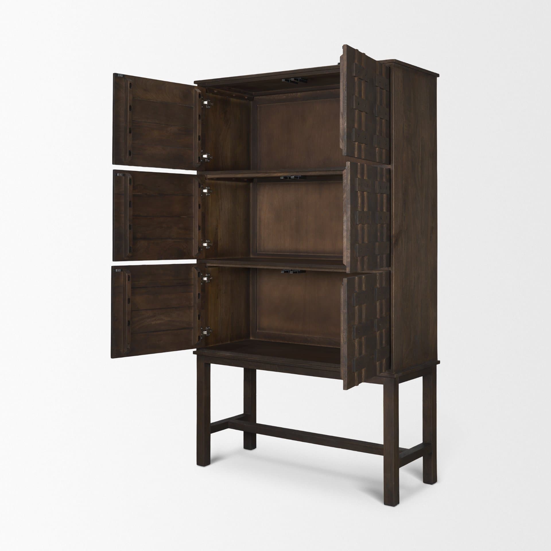 Truss Dark Brown Wood 6 Door Tall Cabinet — product photograph