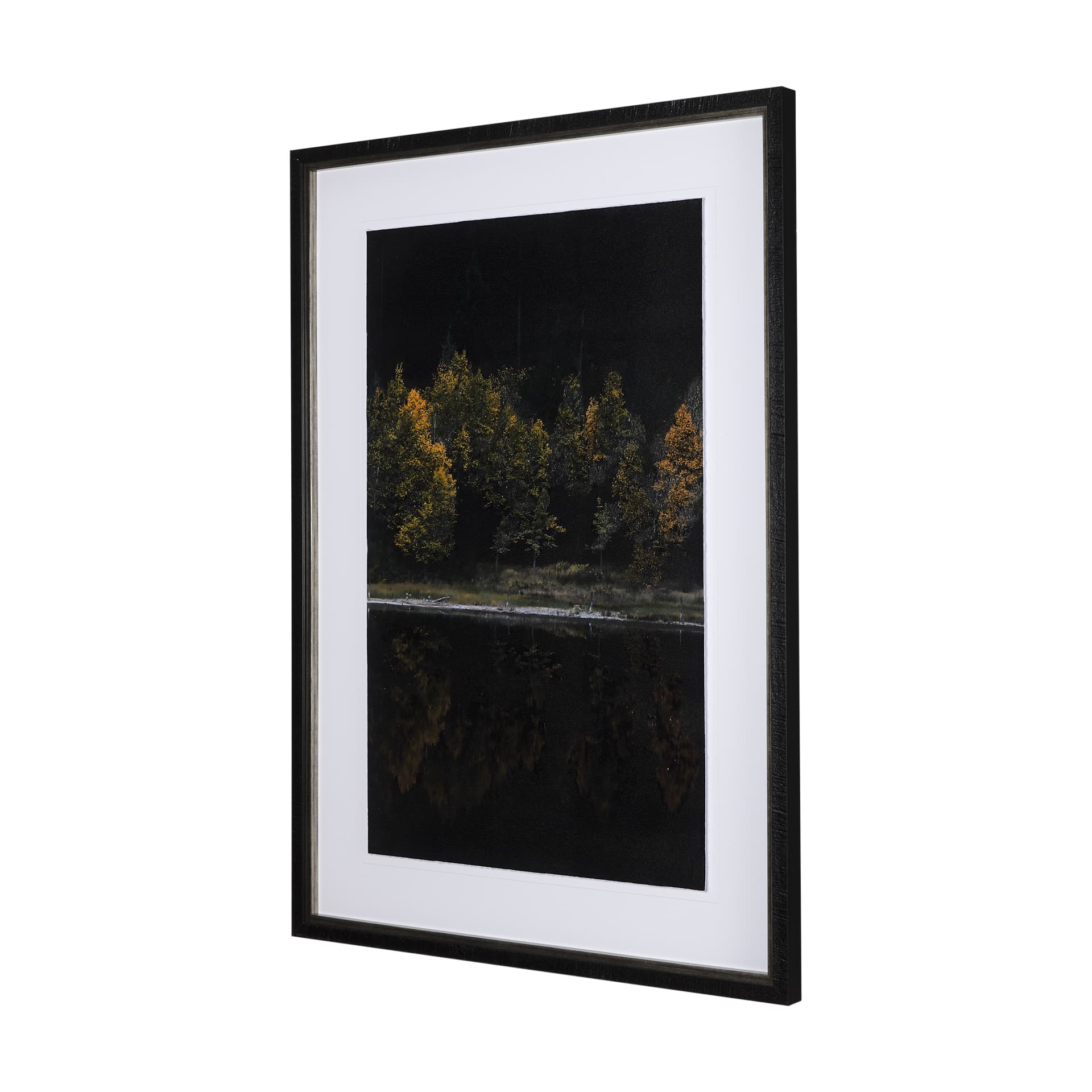 Water's Reflection-R by Chad Mackay a Hand Embellished Textured Framed Art Print Matted under Glass — product photograph