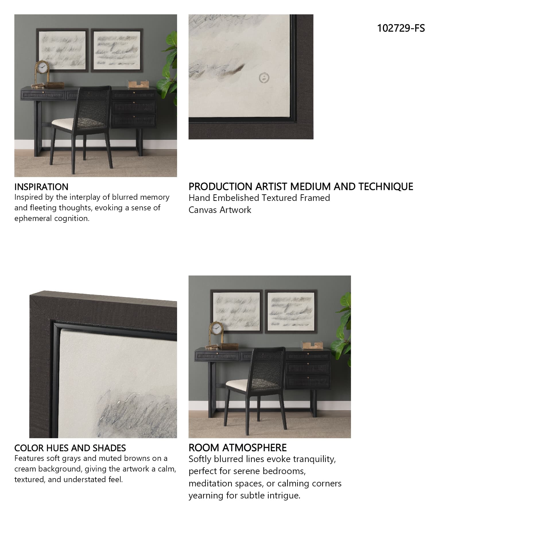 Message II by Mercana Studio Hand-Embellished Textured Framed Canvas Artwork — in a styled room
