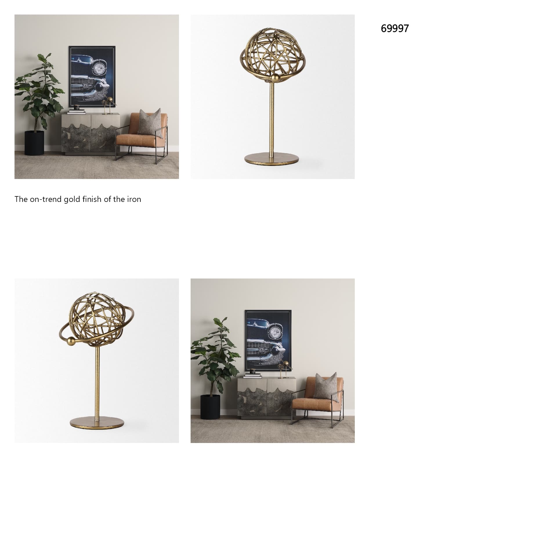 Atlas 10.0L x 8.0W x 12.0H Gold Metal Solar System Ornament — in a styled room