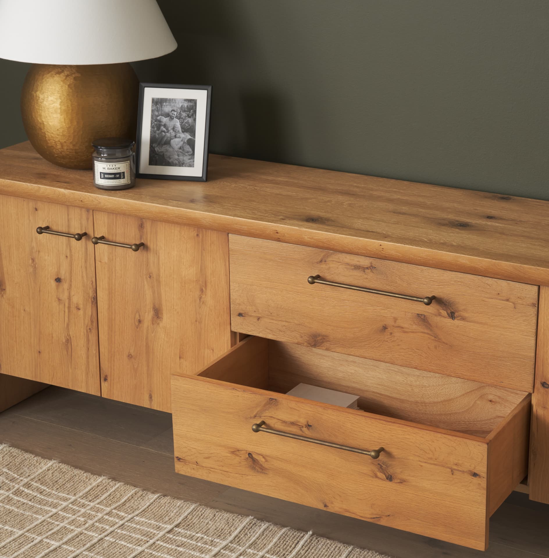 Belford 94" Light Brown Oak Wood Media Console — product photograph