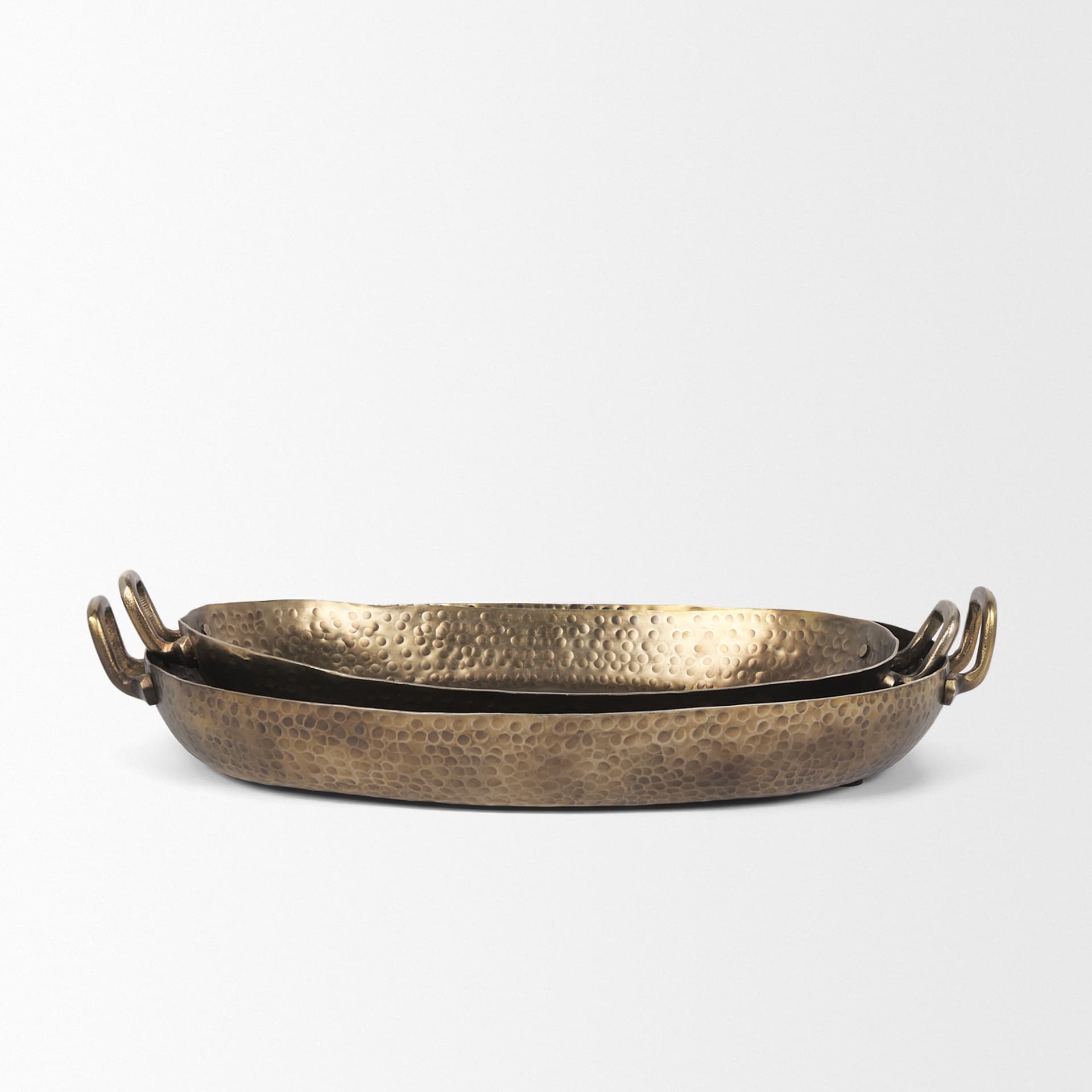 Pama Hammered Gold Metal Decorative Trays (Set of 2) — product photograph