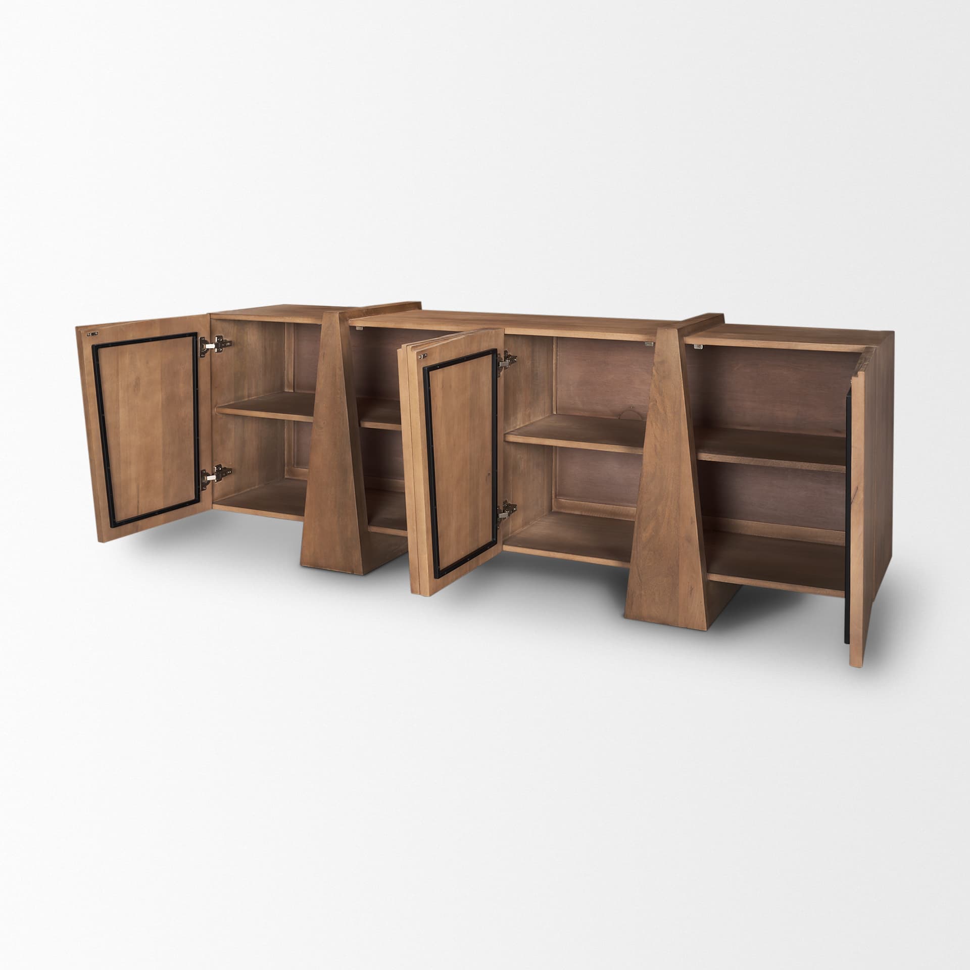Eula Medium Brown Wood 4-Door Sideboard — product photograph