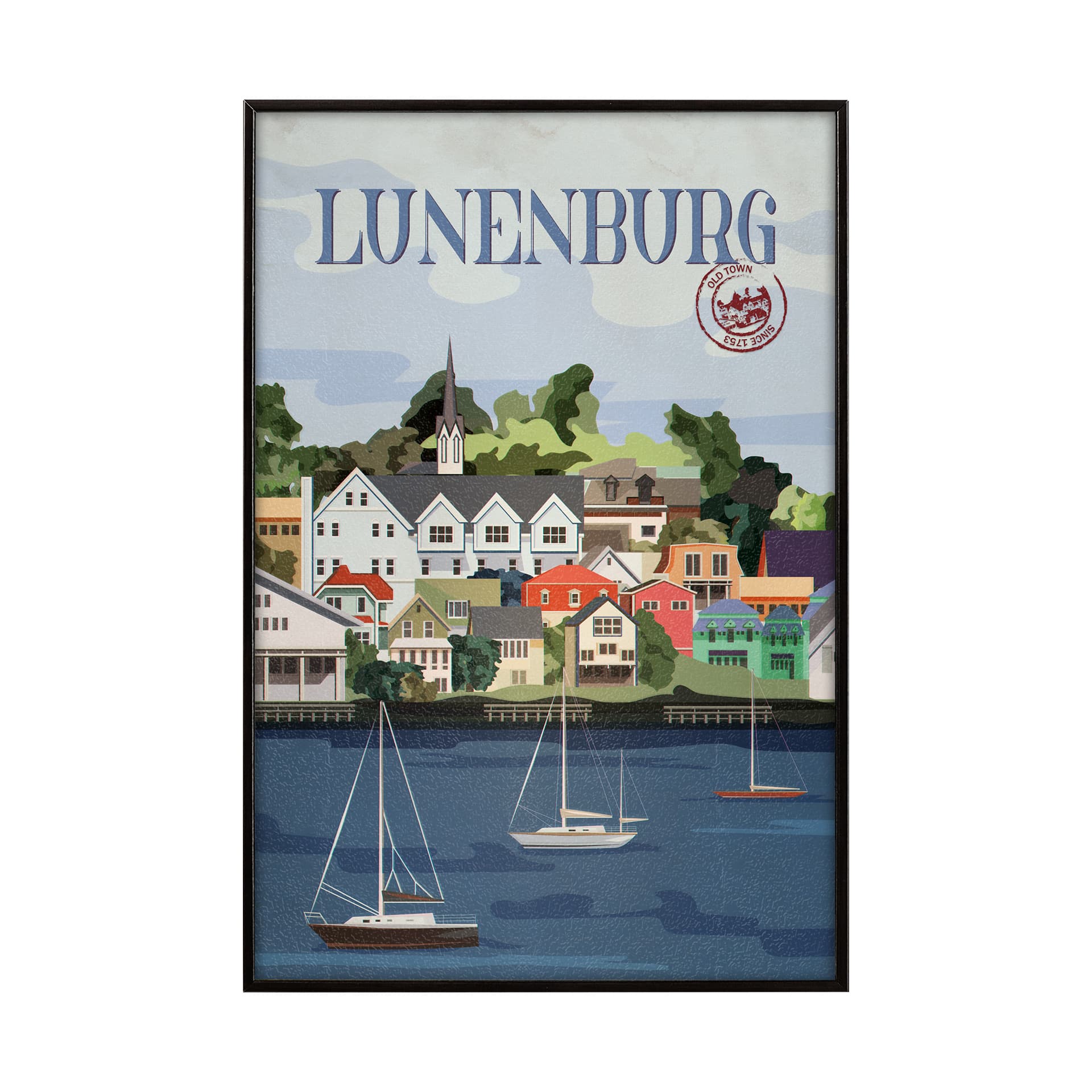 Lunenburg Go Canada (SM) by Mercana Studio a Hand Embellished Decograph Framed Art Print — product photograph
