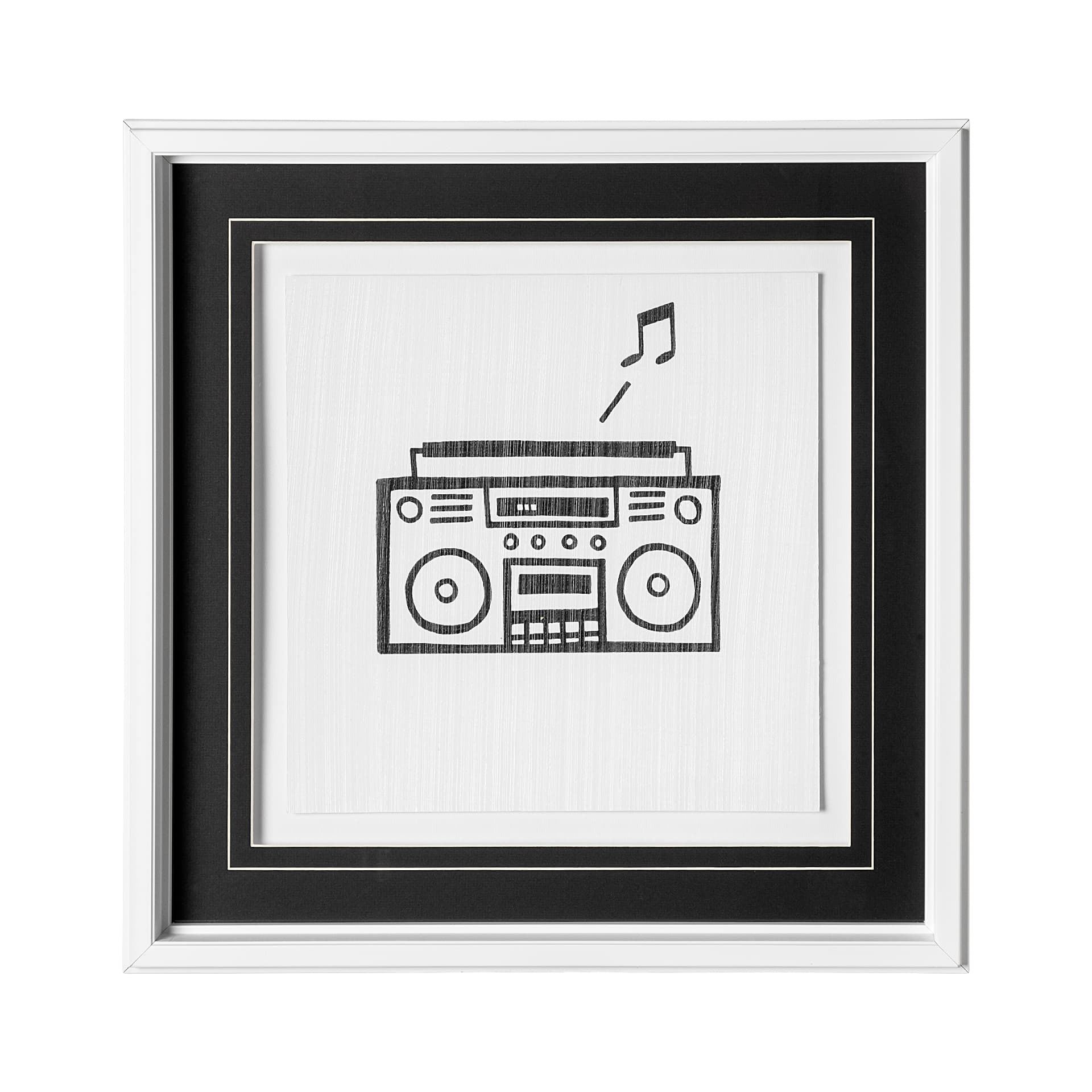 Boom Box by Lawyer a Hand Embellished Textured Framed Art Print Matted under Glass — product photograph