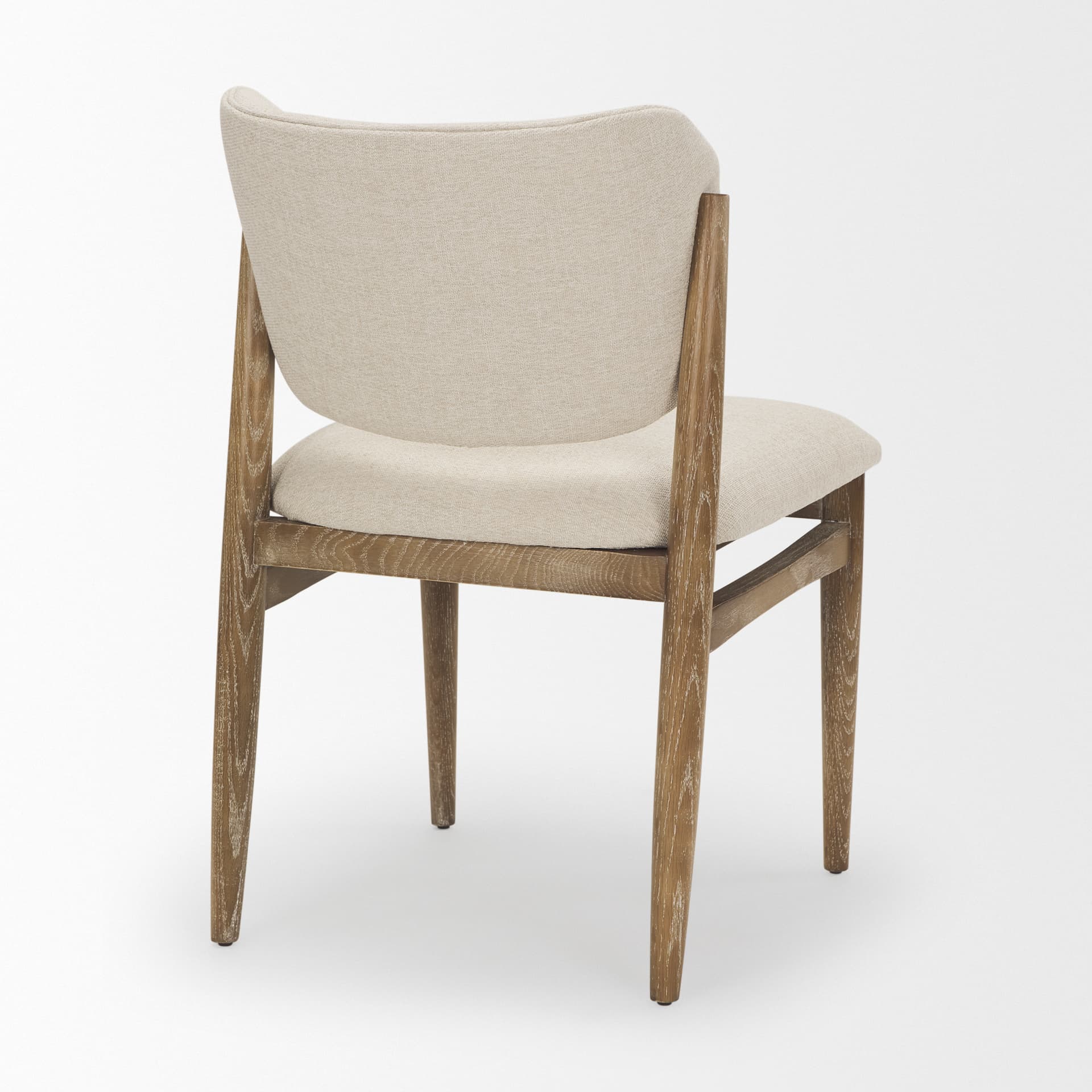 Cline Curved Back Dining Side Chair | Cream Fabric w/ Brown Wood — product photograph