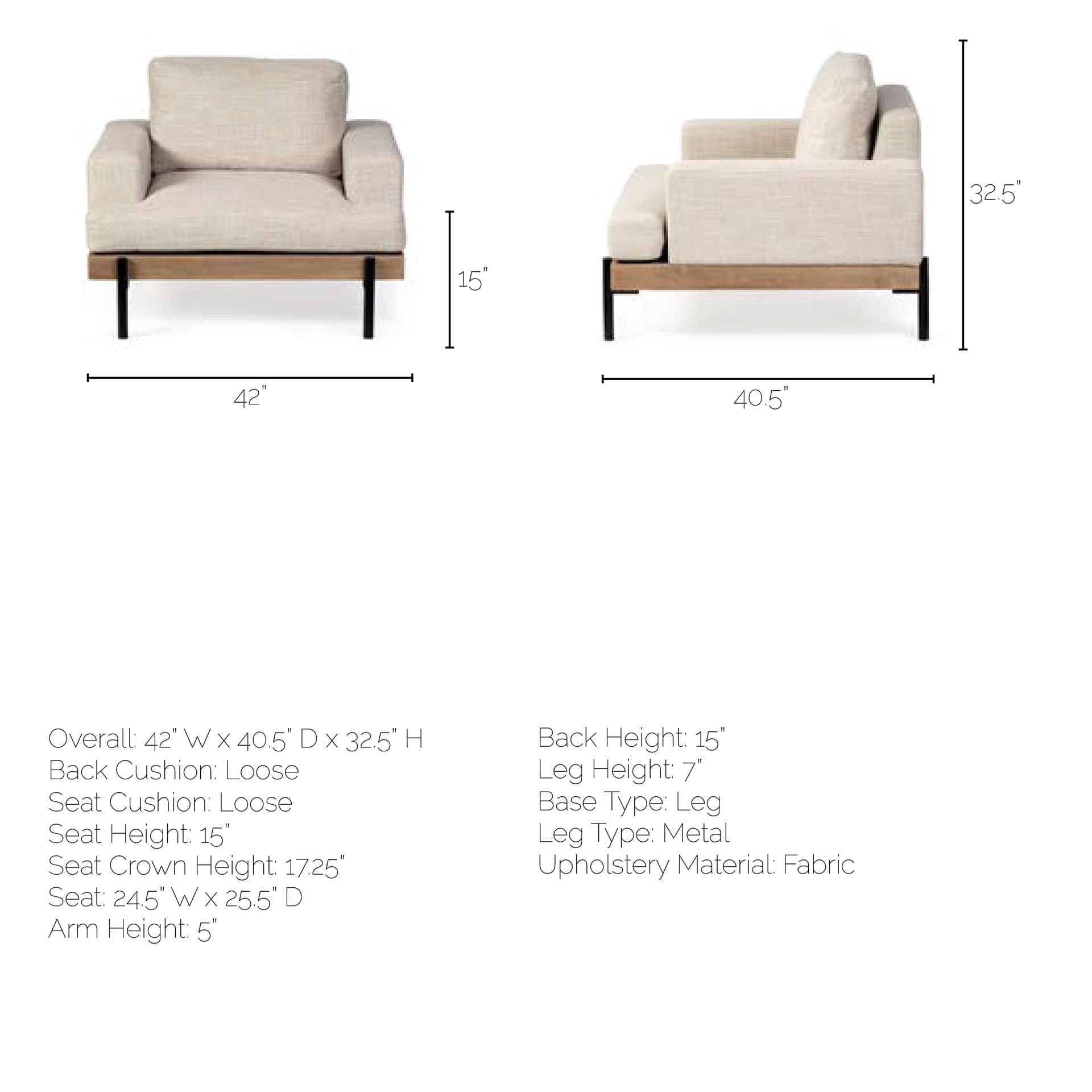 Colburne I Beige Fabric W/ Wood and Iron Frame Accent Chair — product photograph