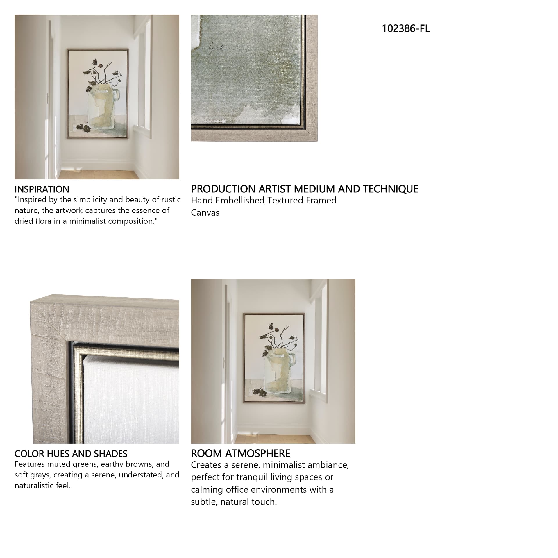 Earthenware by Mercana Studio a Hand Embellished Textured Framed Canvas — in a styled room