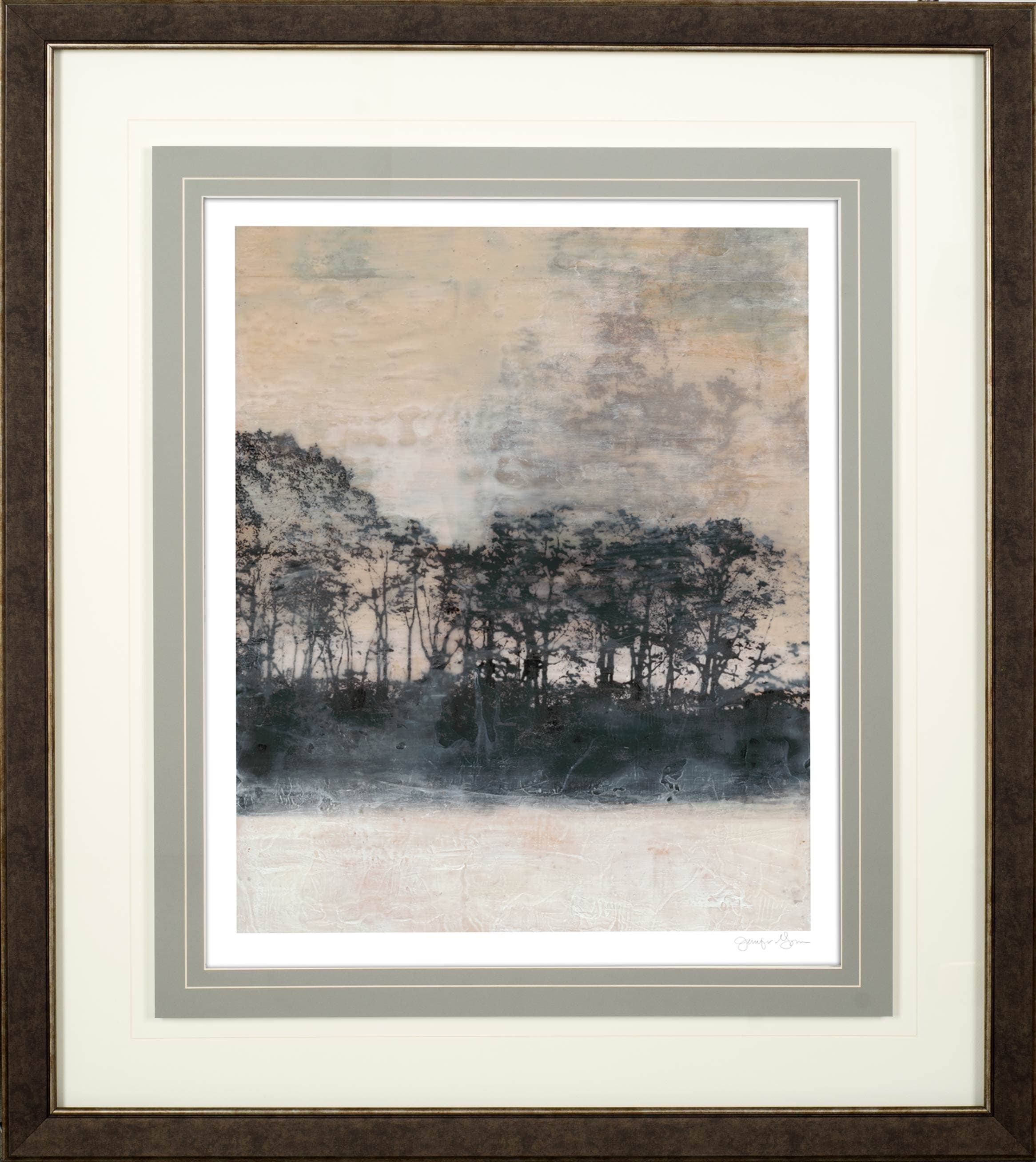 Blush Treeline II by Jennifer Goldberger a Framed Art Print Matted under Glass — product photograph