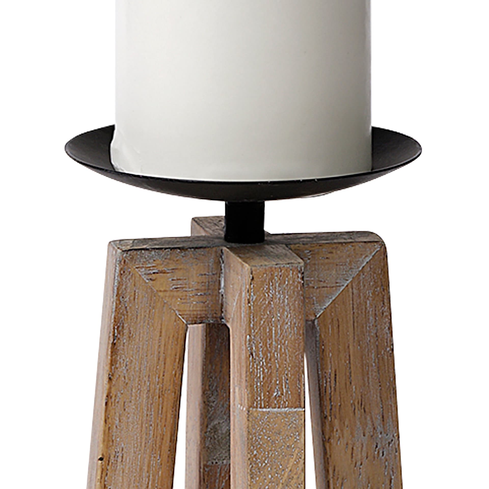 Astra Small Light Brown Wood Pedestal Base Table Candle Holder — product photograph