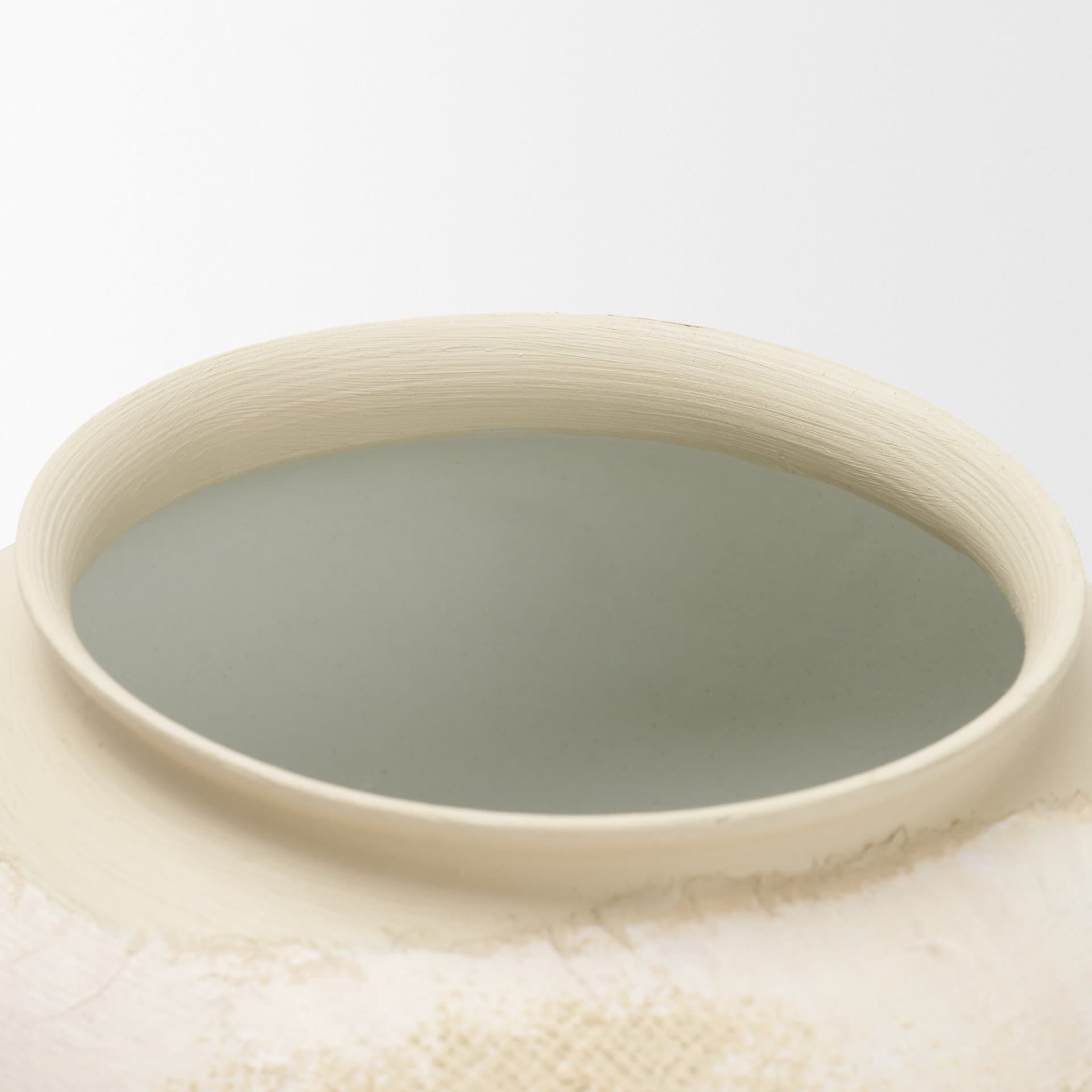 Velo Cream w/White Hand-Painted Terracotta Decorative Vase — product photograph