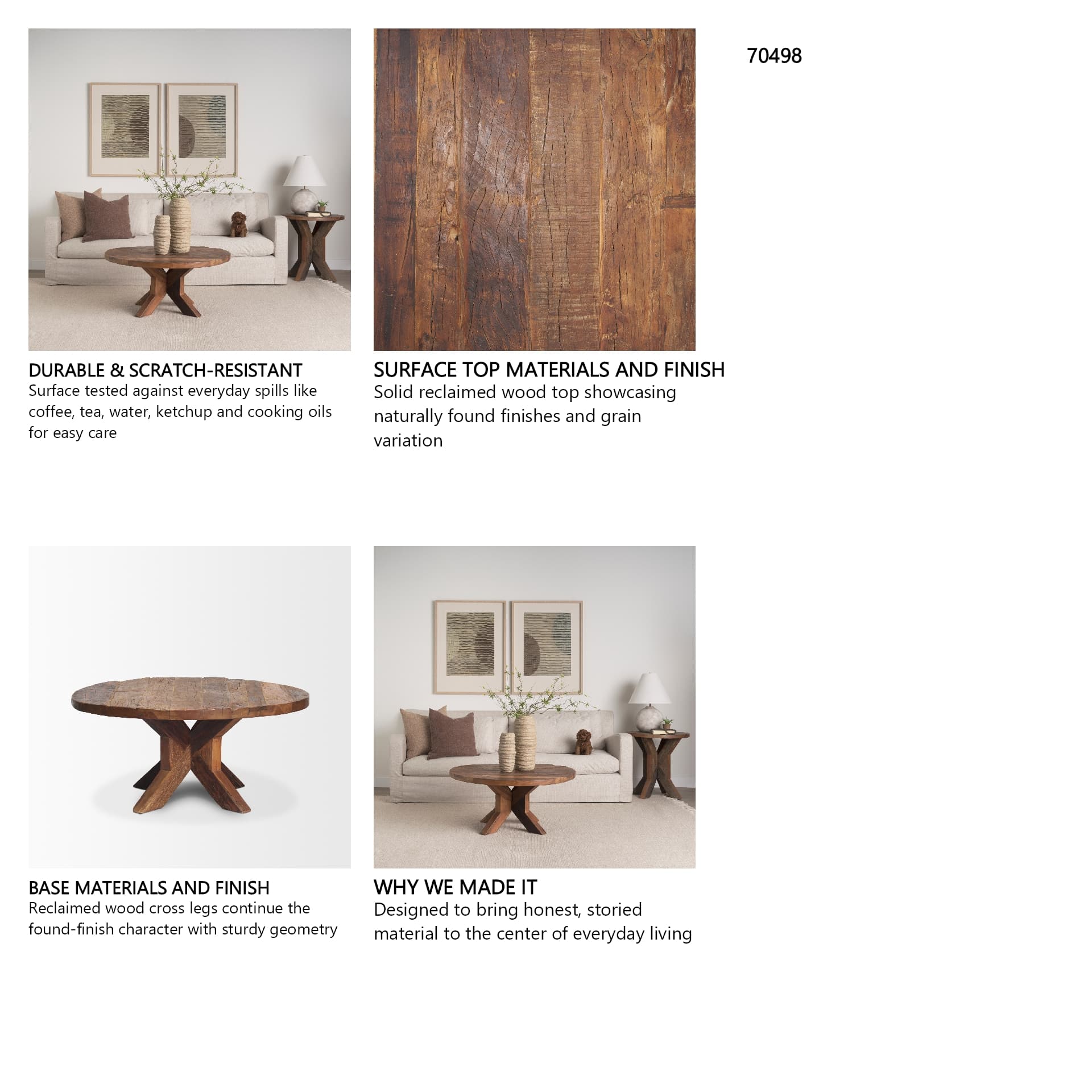 Heidi Reclaimed Brown Wooden Coffee Table — product photograph
