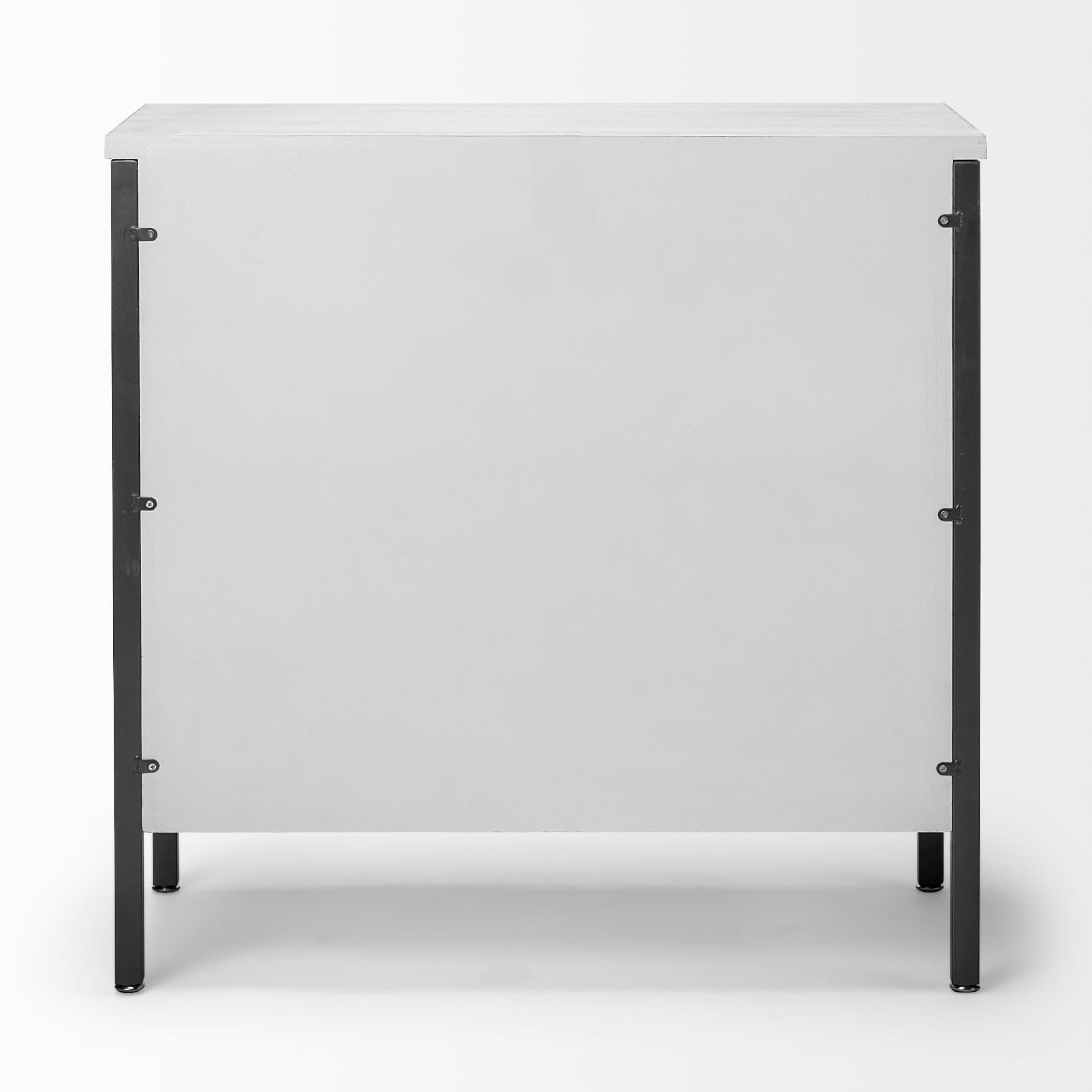 Savannah White Fir Veneer w/ Gray Metal 2-Door Accent Cabinet — product photograph
