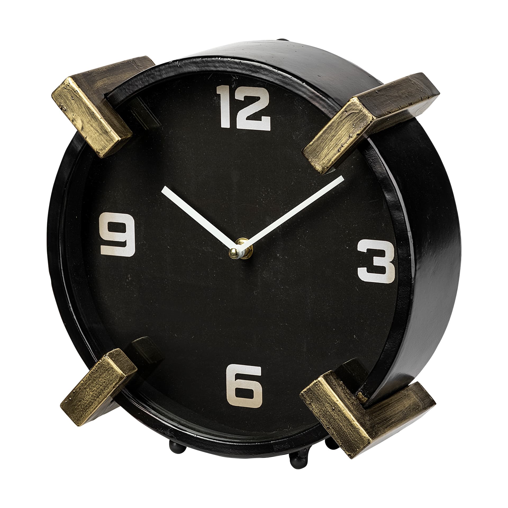 Agar Black Metal Round Table Clock — product photograph