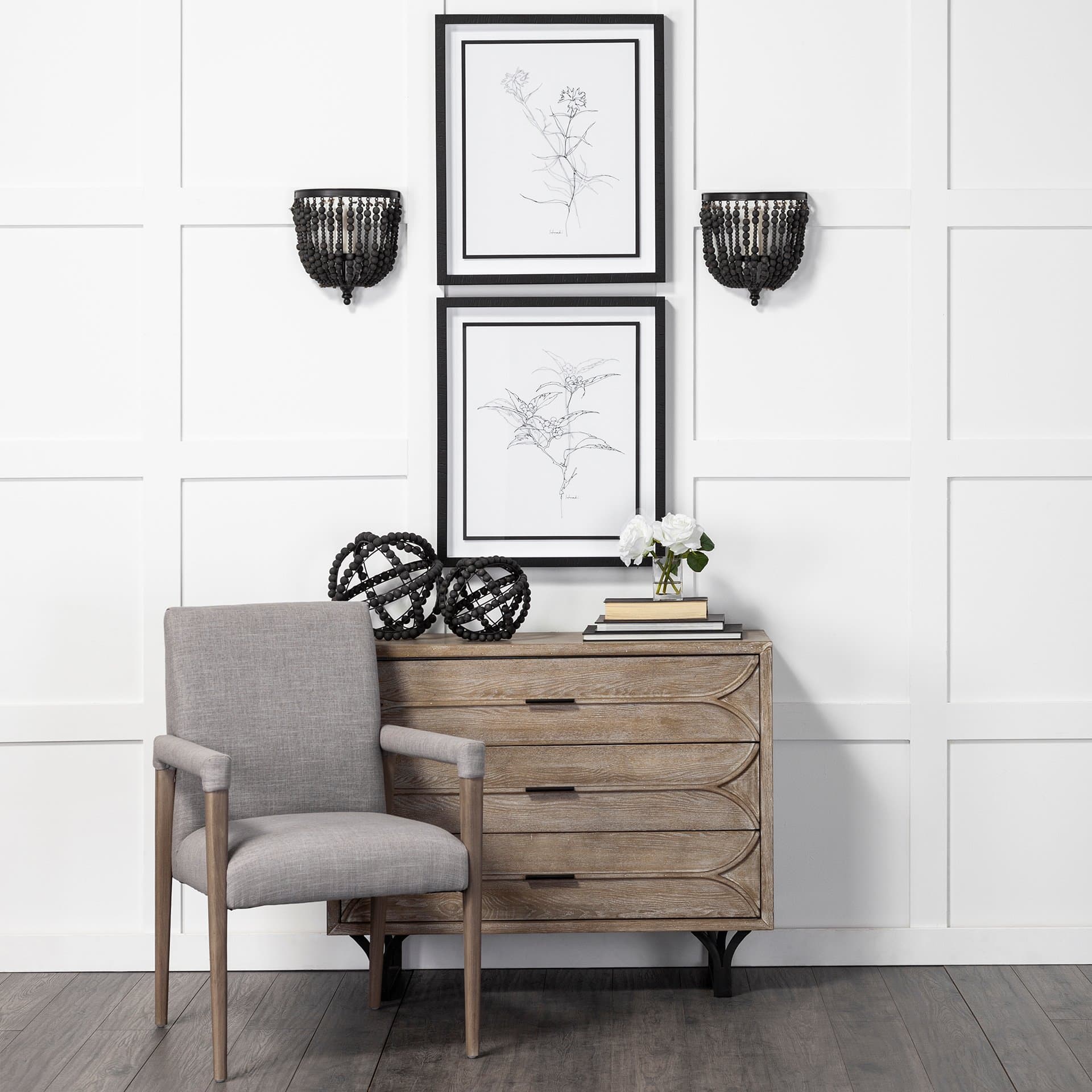 Earnhardt II Large 11L x 11W Black Wooden Beaded Orb — product photograph