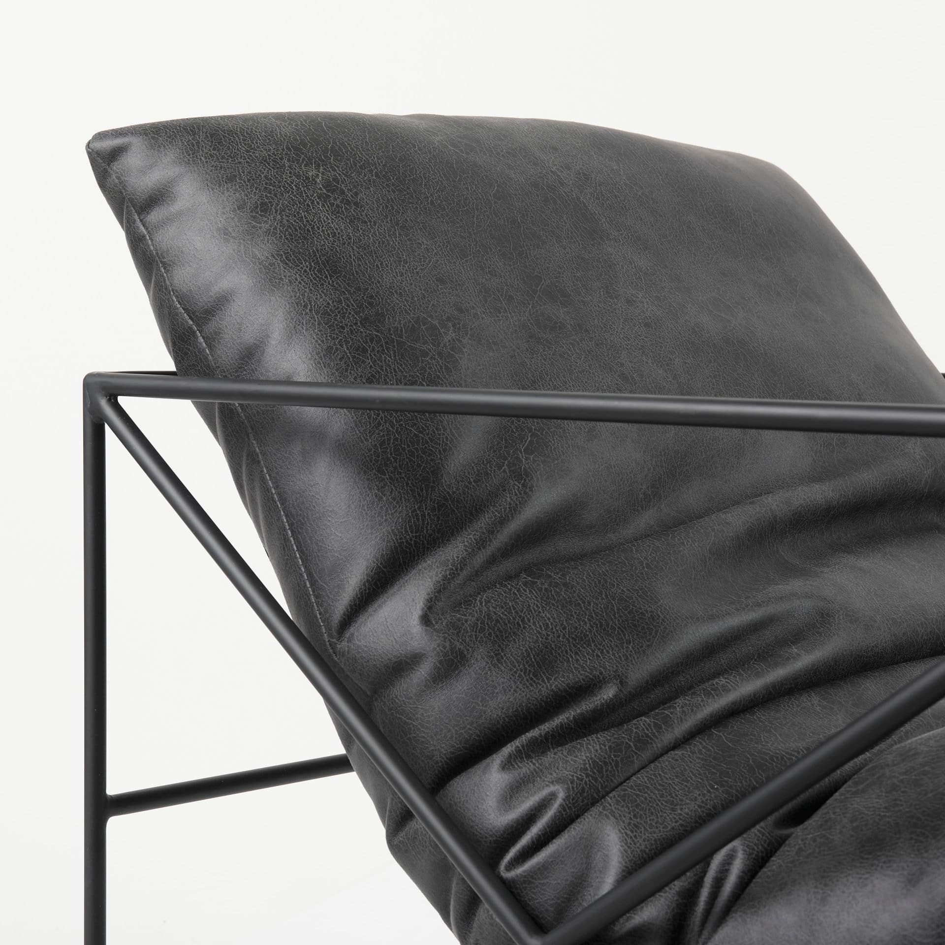 Leonidas 28.5L x 29.5W x 34.0H Black Faux Leather Seat W/ Black Metal Frame Accent Chair — product photograph
