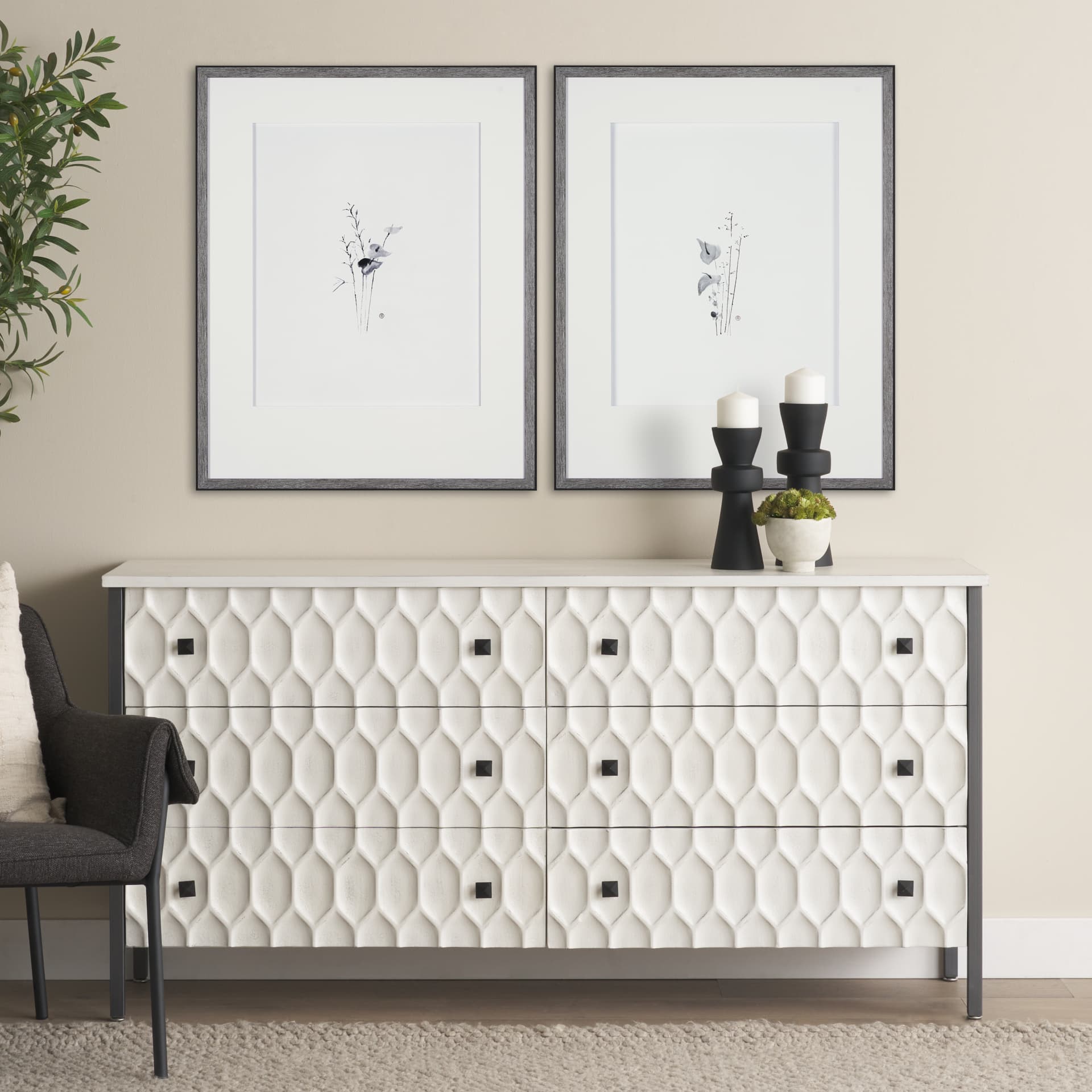 Anthurium II by Mercana Studio a Hand Embellished Textured Framed Art Print Matted under Glass — in a styled room