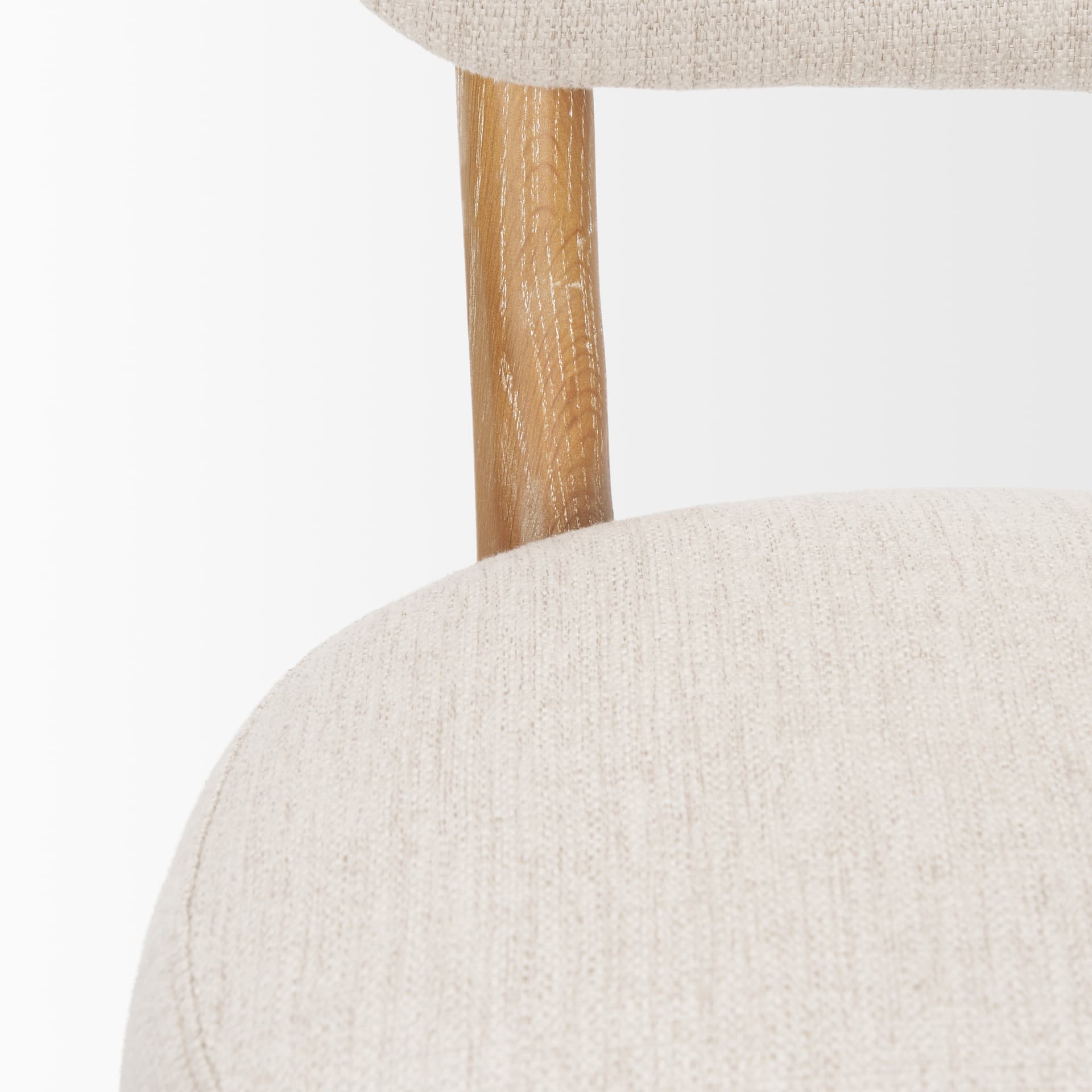 Owen Curved Back Dining Side Chair | Beige Fabric w/ Brown Wood — product photograph