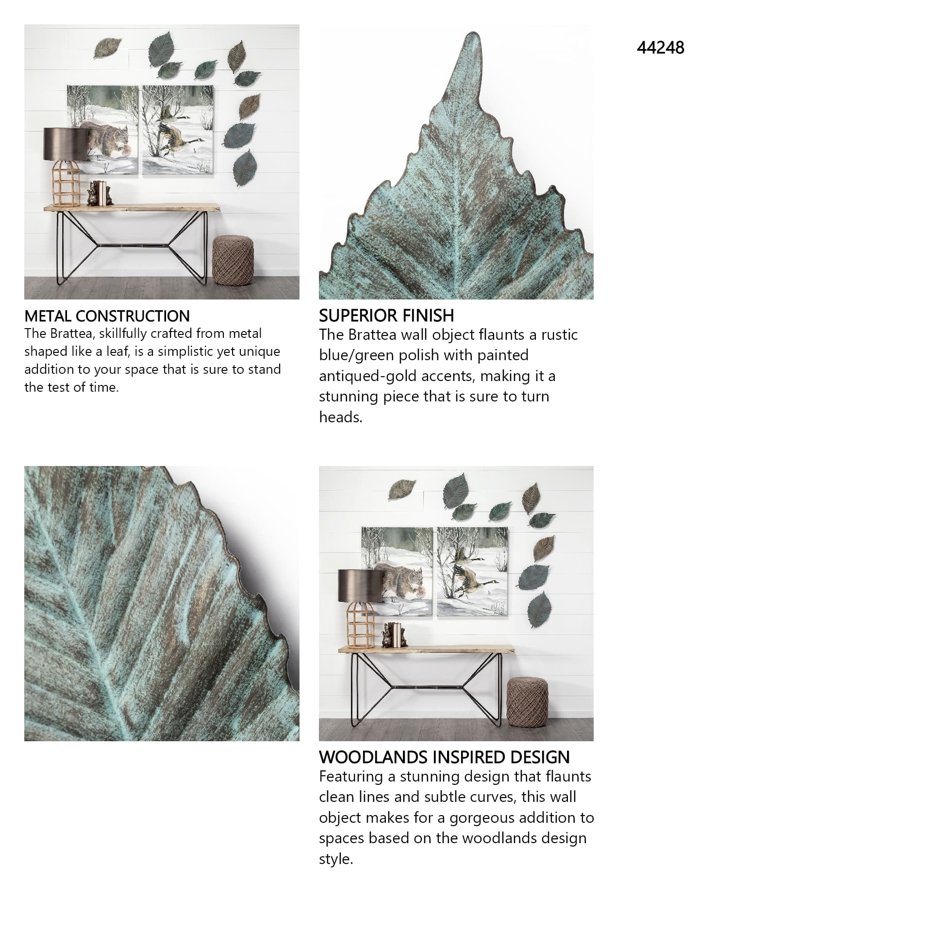 Brattea 12H Small Metal Leaf Wall Art — in a styled room