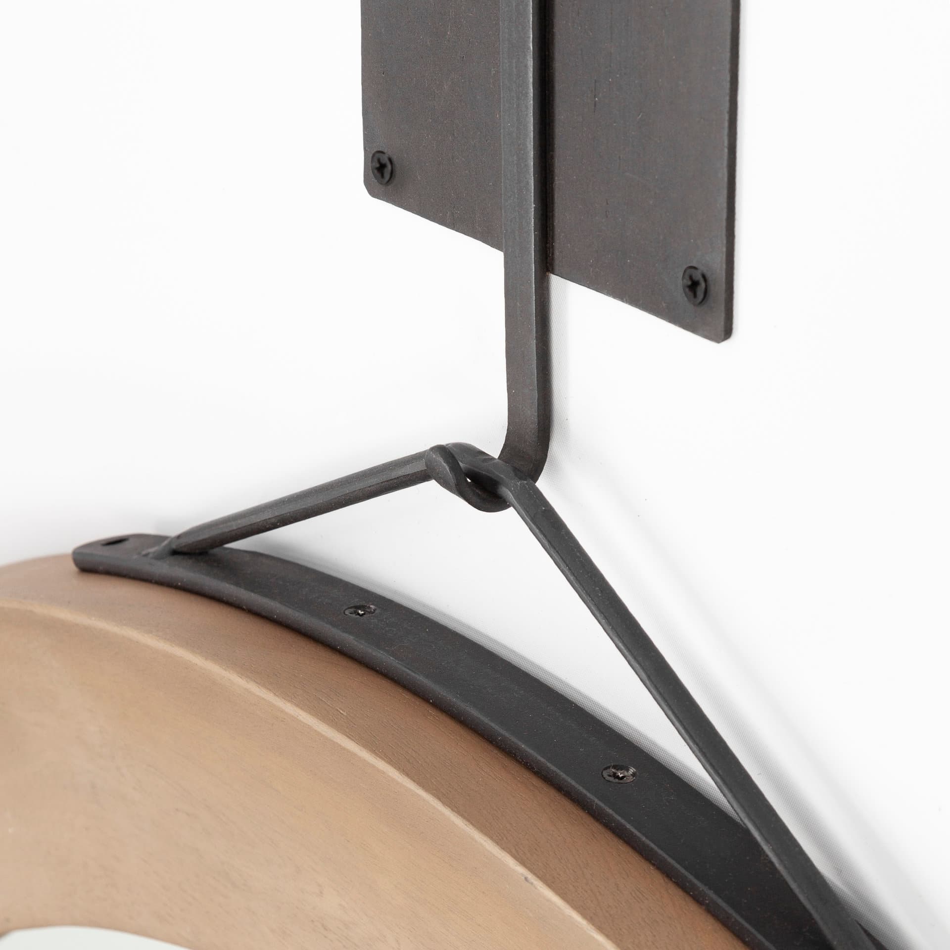 Avram 43.5" Round Brown Wood Frame Mirror — product photograph