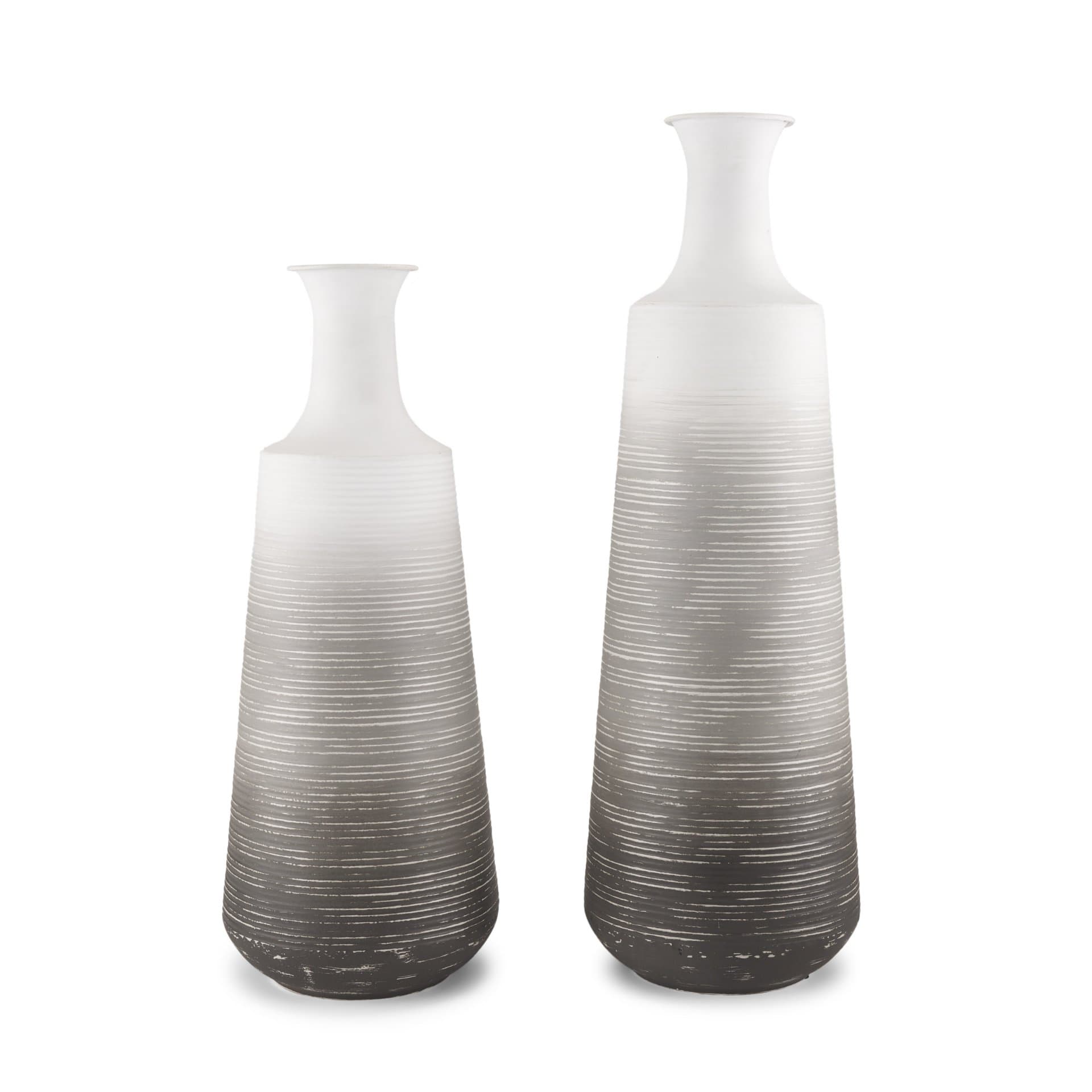 Toru Medium White w/ Grey Ombre Metal Vase — product photograph