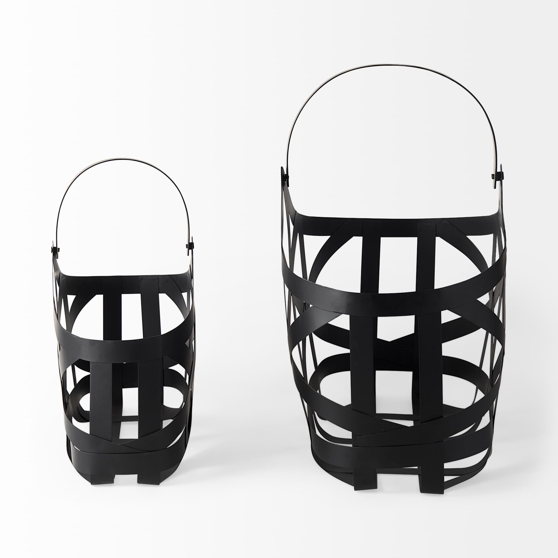 Tyrell (Set of 2) 23L x 11W; 18L x 8W Black Iron Metal Baskets — product photograph